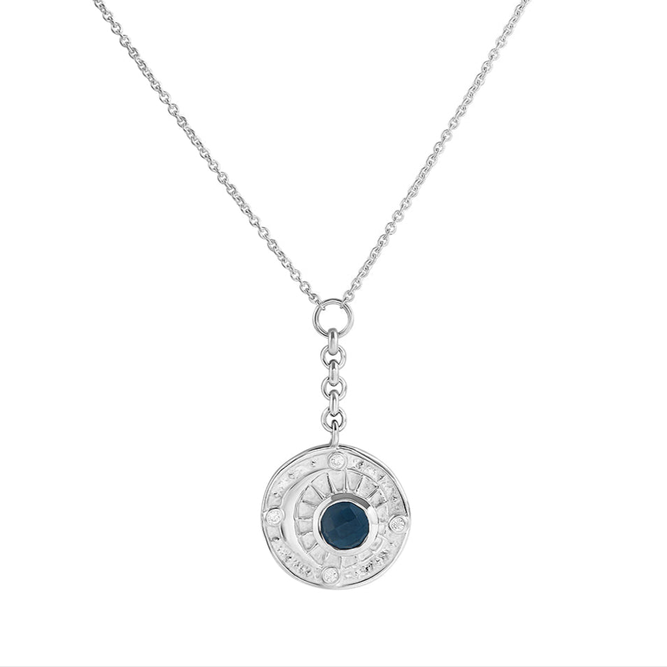Celestial Amulet Blue Topaz Necklace - Elegant Sterling Silver Pendant for Women | Perfect for Gifts, Weddings & Everyday Wear