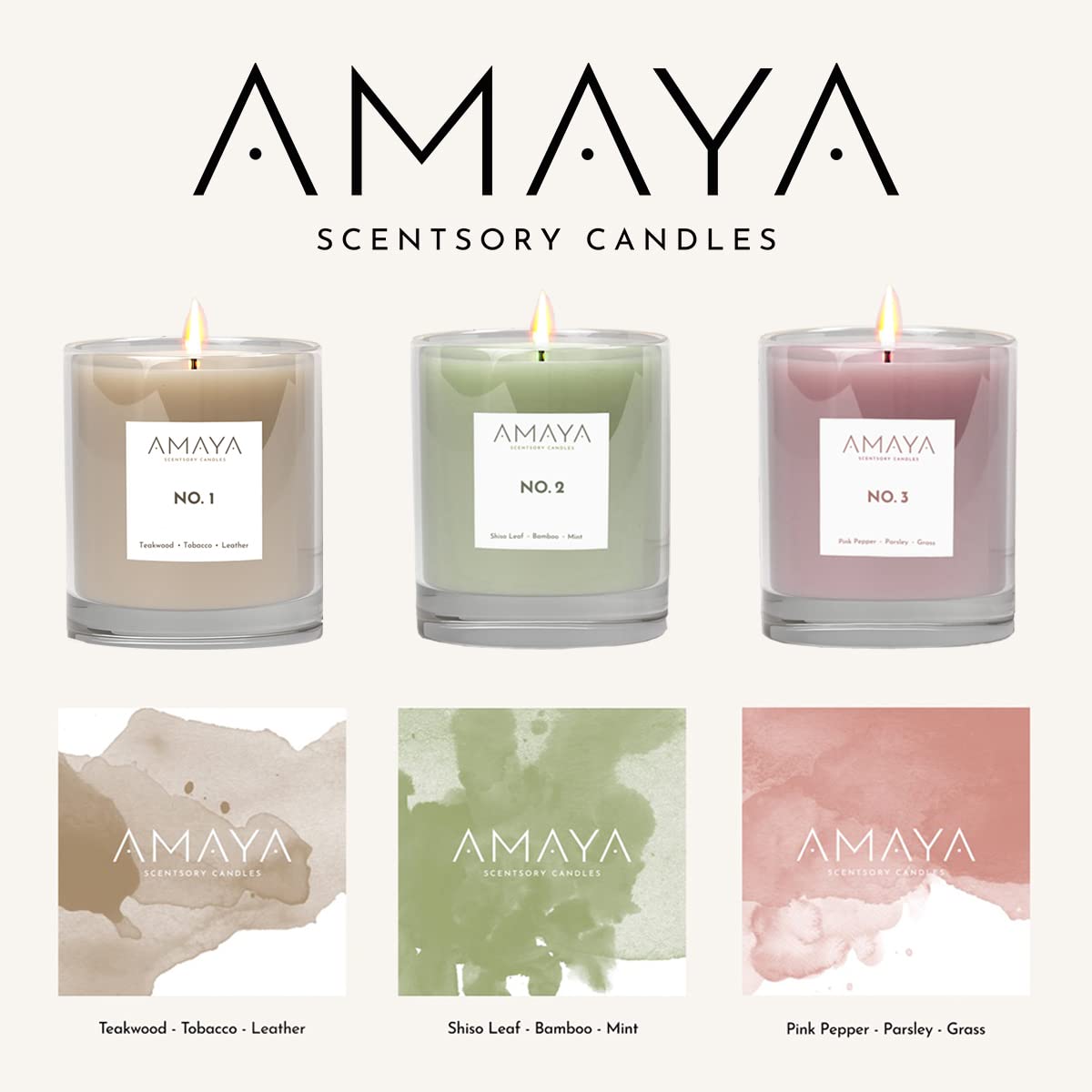 Amaya Scented Candles | 8Oz Soy Wax Candles with Asian-Inspired Fragrance | Pink Pepper, Parsley & Grass Aromatherapy Candle | Home Decor & Relaxation Gift for Women | Perfect for Spa Nights, Meditation & Cozy Home Ambiance