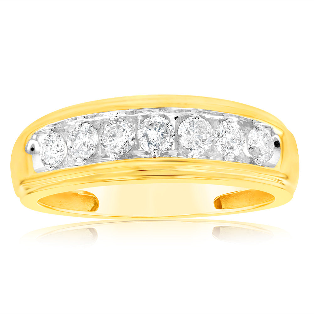 3/4 Carat Diamond Men's Ring in 10K Yellow Gold - Elegant Wedding Band & Anniversary Gift for Him