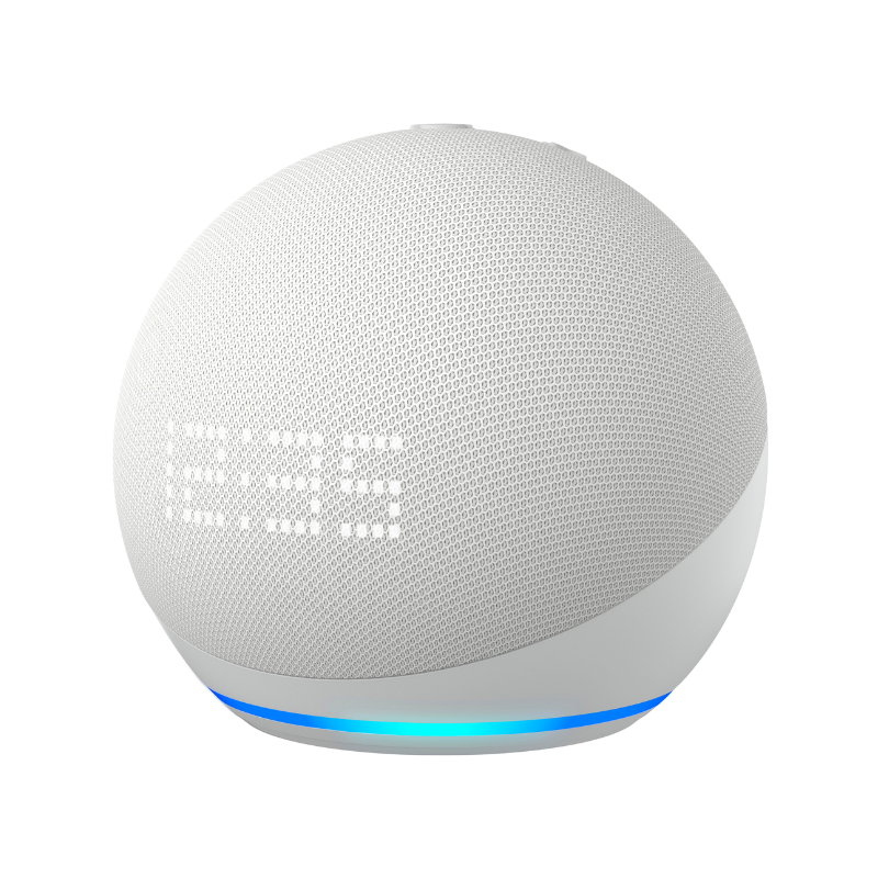 Amazon Echo Dot (5th Gen) with Clock | Smart Speaker with Alexa | White | Perfect for Home, Office & Kitchen Use