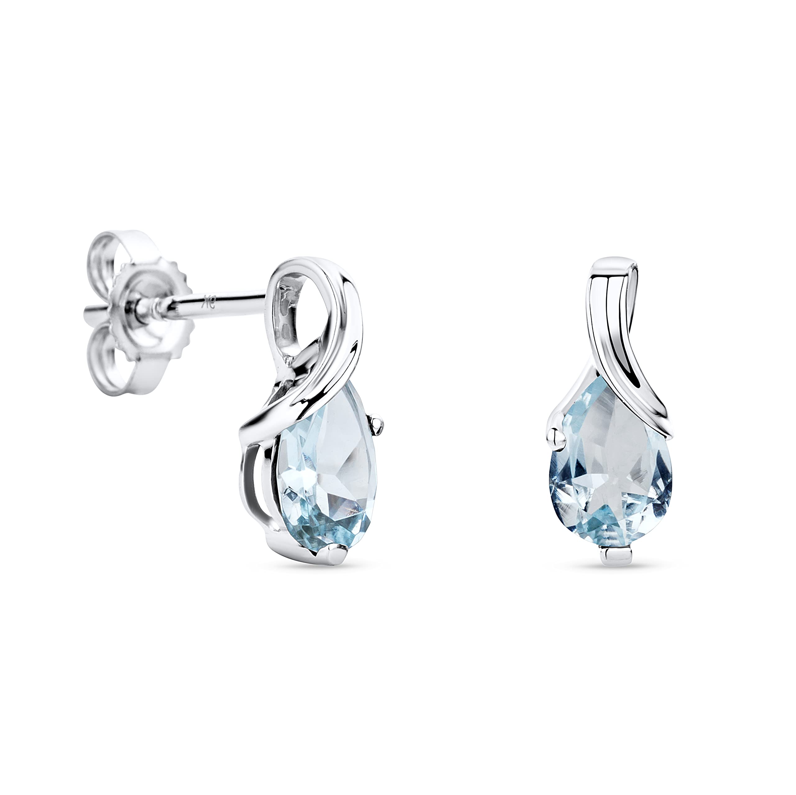 Orovi 14K White Gold & Yellow Gold Drop Dangle Earrings for Women with Genuine Emerald, Amethyst, Sapphire, Topaz or Ruby - Elegant Dangling Jewelry Set - Perfect for Weddings, Parties & Special Occasions