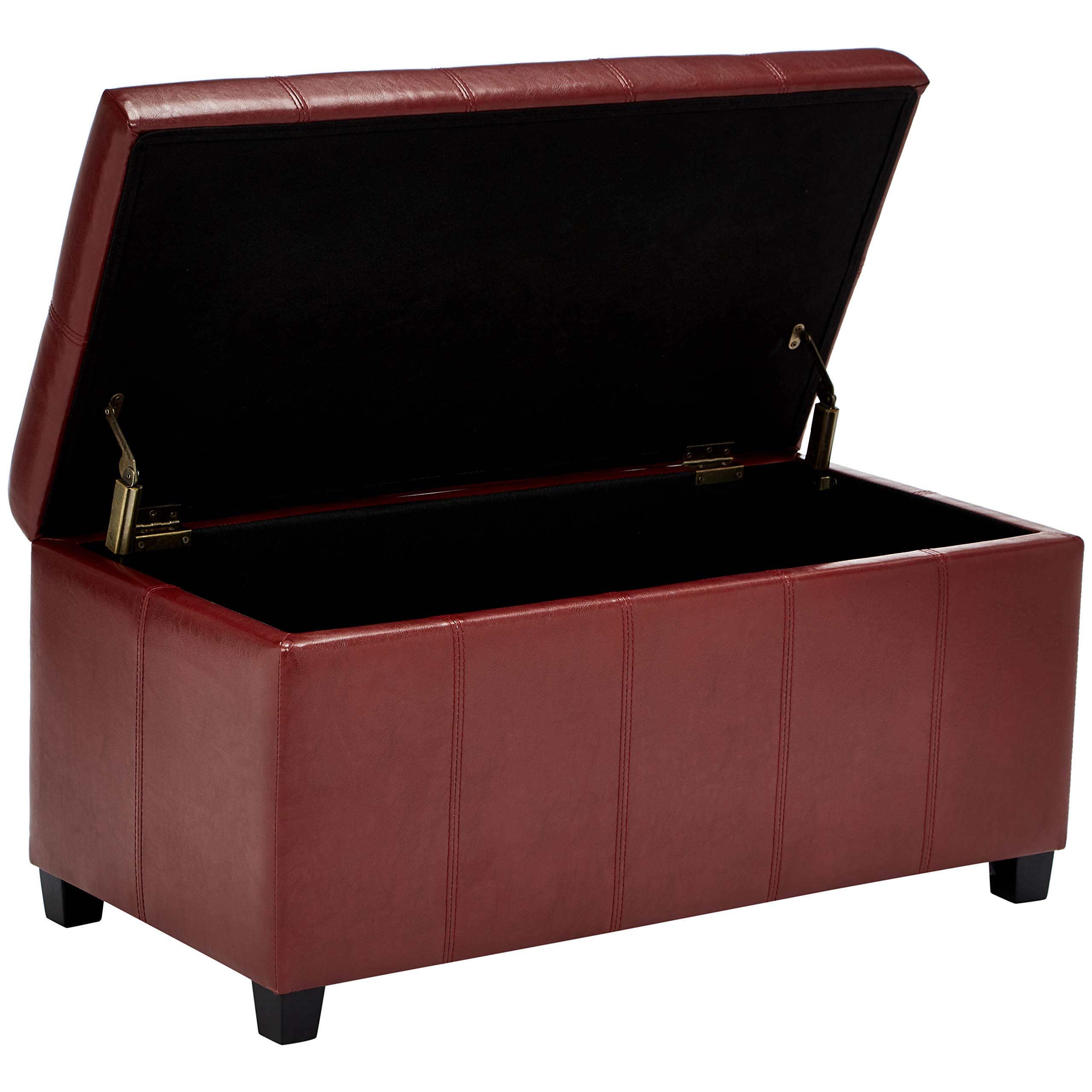 FIRST HILL FHW Bench Collection Rectangular Storage Ottoman with Lift Top - Radicchio Red - Multi-Functional Footrest, Coffee Table & Living Room Storage Solution