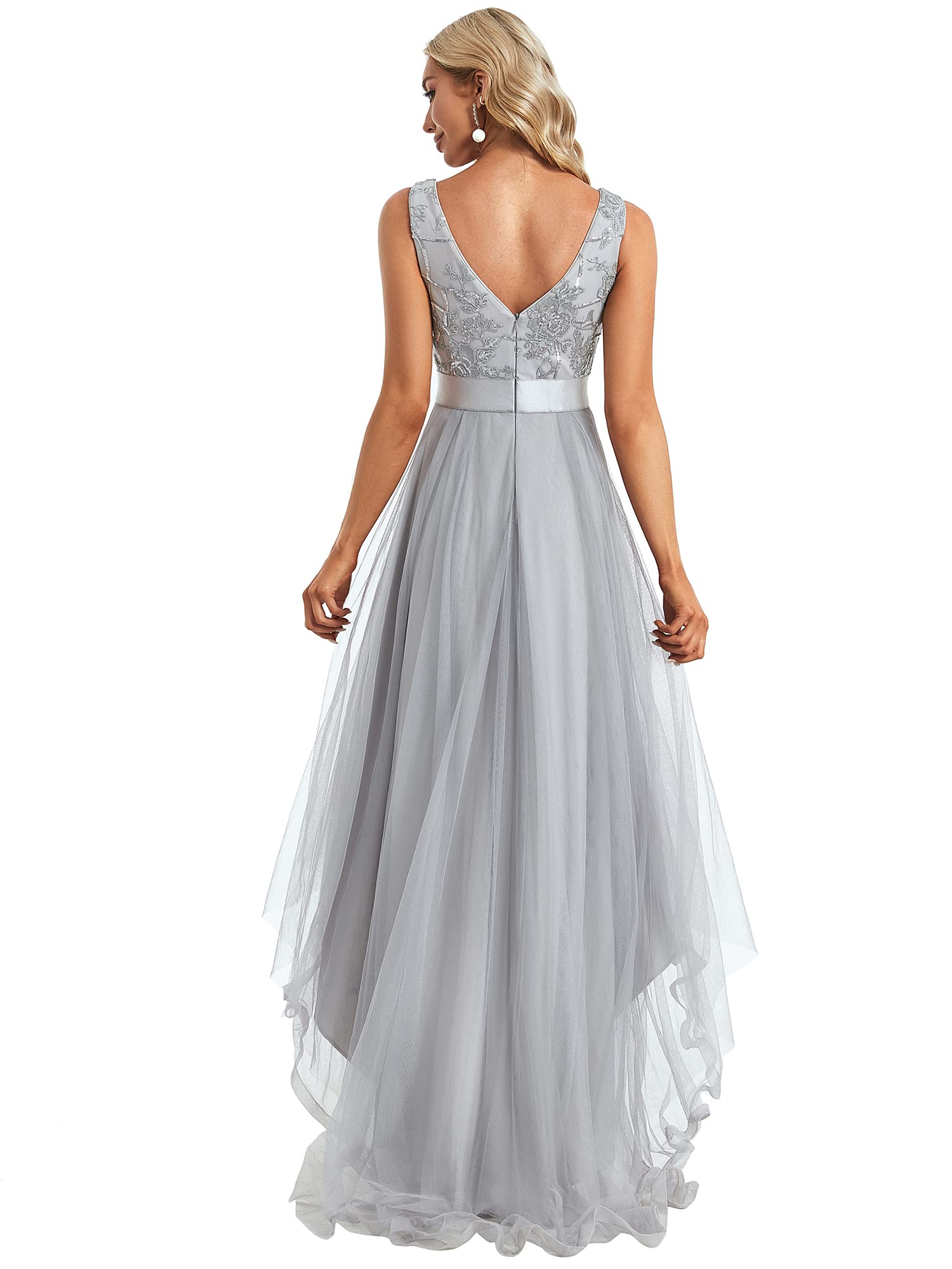 Ever-Pretty Women's V-Neck Pleated Waist Short Sleeve Chiffon Wedding Guest Dress - Elegant Bridesmaid Dress for Formal Occasions, Parties & Special Events (Style 00793)