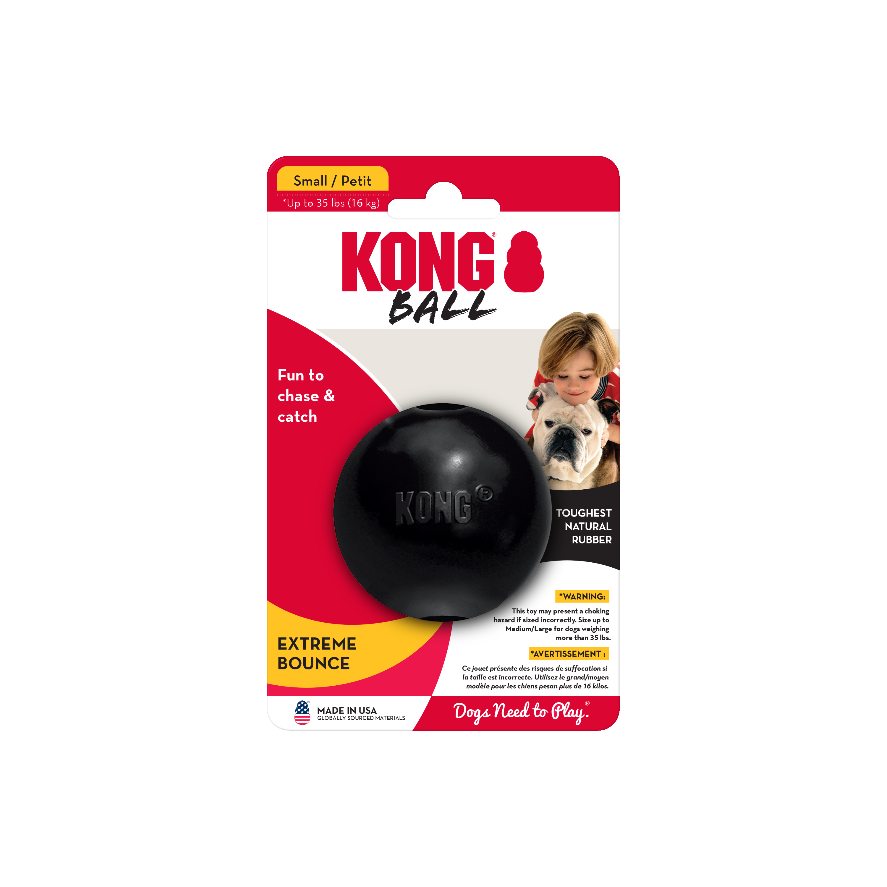 KONG Extreme Ball - Ultra Durable Dog Chew Toy for Aggressive Chewers - Perfect for Playtime, Training & Outdoor Activities