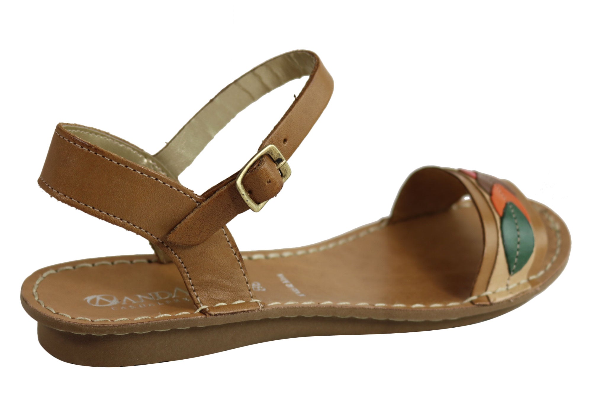 Andacco Petal Women's Comfortable Flat Leather Sandals - Handmade in Brazil - Perfect for Beach, Vacation & Summer Outfits