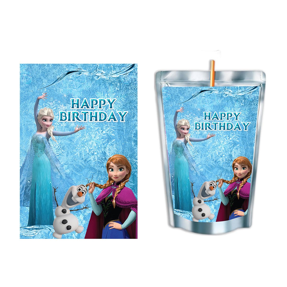 Freeze & Waterproof Juice Pouch Labels - 12-Pack for Most Brands | Perfect for Birthday Parties, School Lunches & Summer Camp (Elsa Frozen Theme)