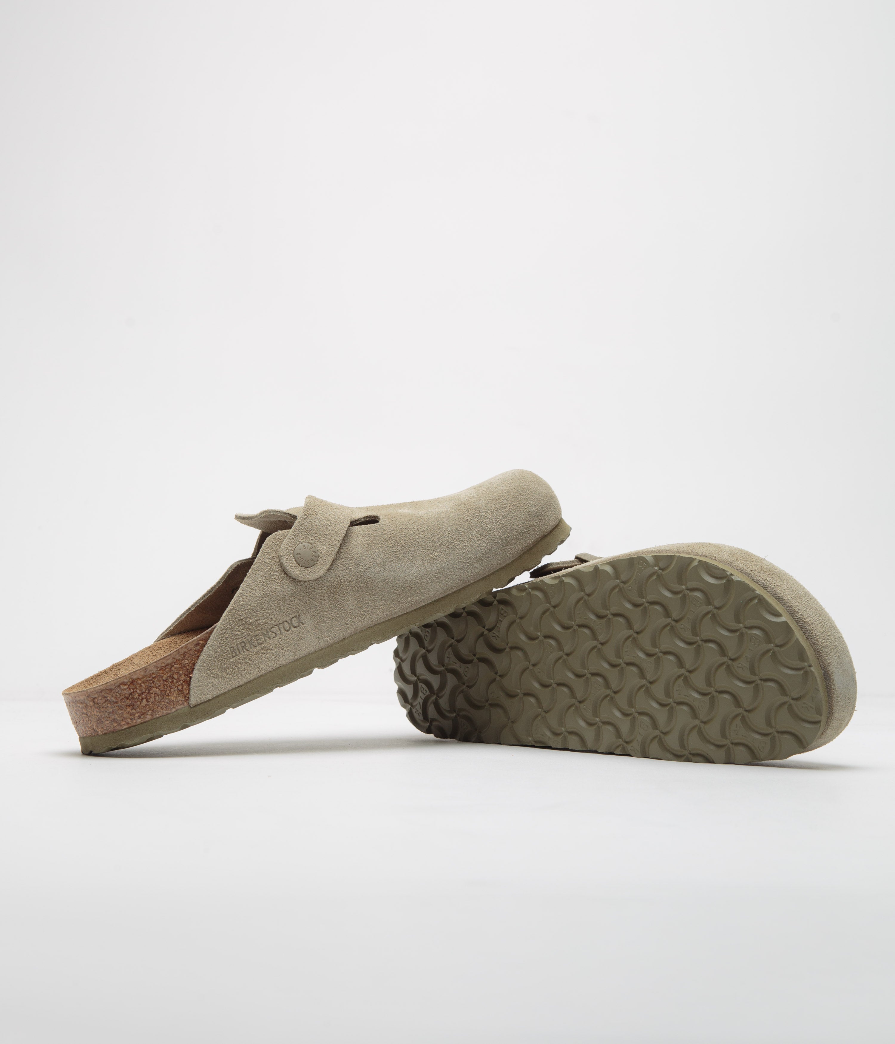 Birkenstock Boston Soft Footbed Sandals for Men & Women - Faded Khaki | Comfortable Clogs for Home, Office & Casual Wear