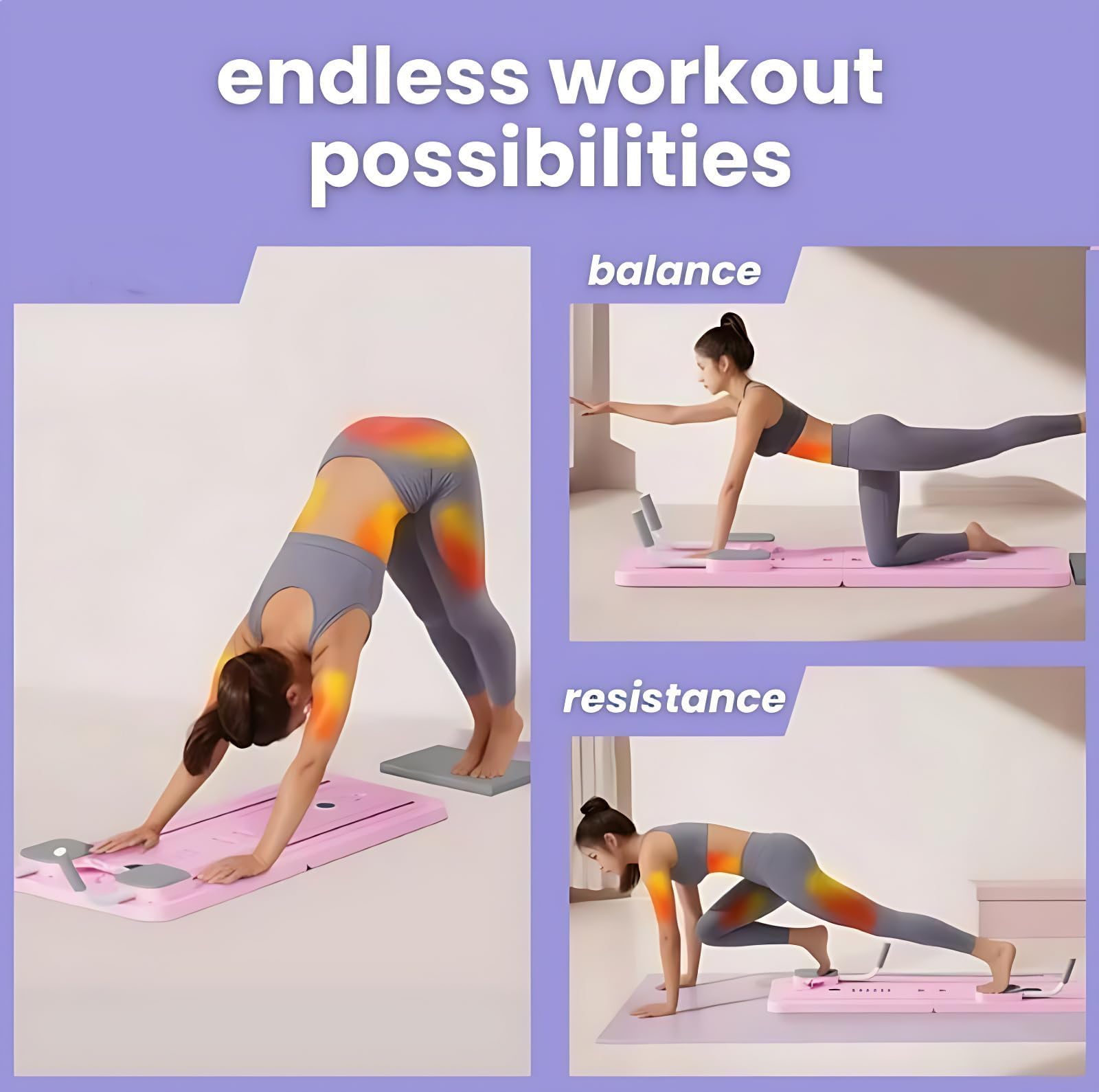 JANUA Pilates Reformer Machine - Multifunctional Ab Board with Resistance Bands for Core Training, Push Ups & Full Body Workout | Home Gym Equipment for Women | Perfect for Yoga, Pilates & Strength Training