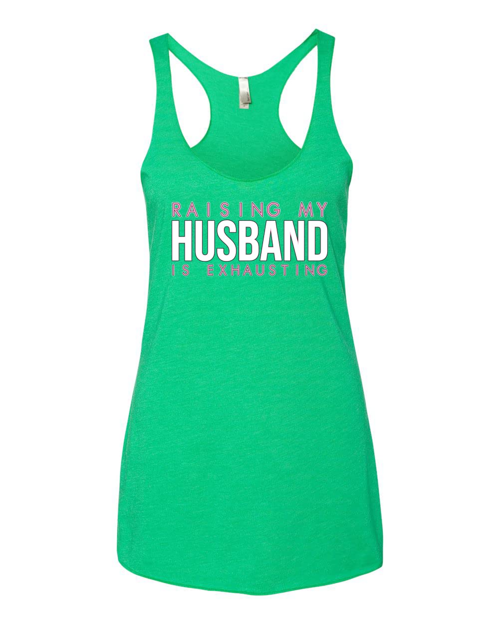 Funny 'Raising My Husband is Exhausting' Tri-Blend Racerback Tank Top - Comfortable & Breathable Women's Humor Shirt for Casual Wear, Gym, or Girls Night Out