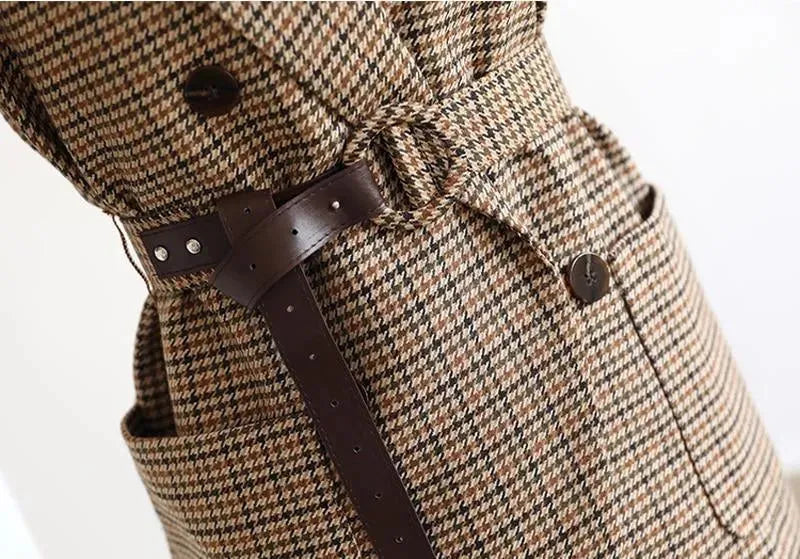 Vintage Houndstooth Plaid Blazer for Women | Classic Checkered Jacket | Office Wear, Business Attire & Formal Occasions