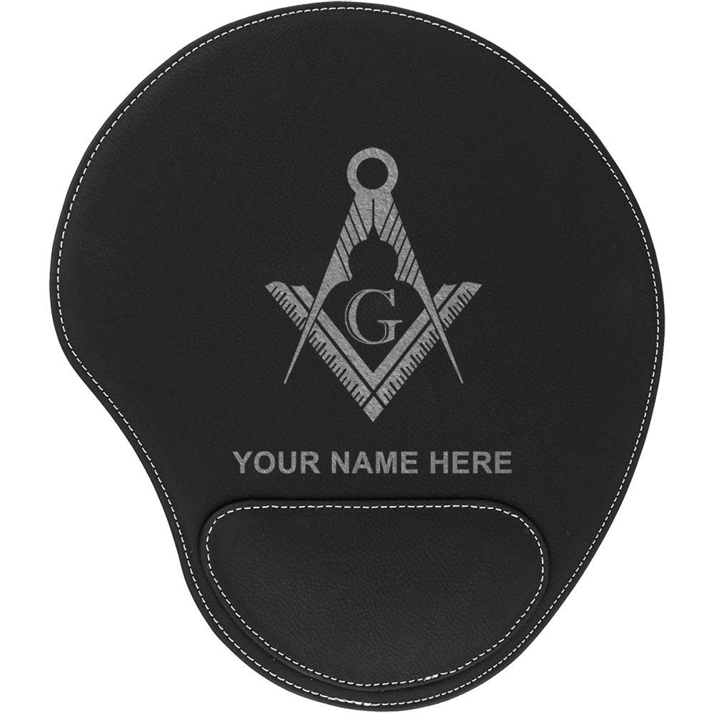 Custom LaserGram Mouse Pad with Freemason Symbol - Personalized Engraving Included (Black) - Perfect for Gaming, Office & Secret Society Enthusiasts