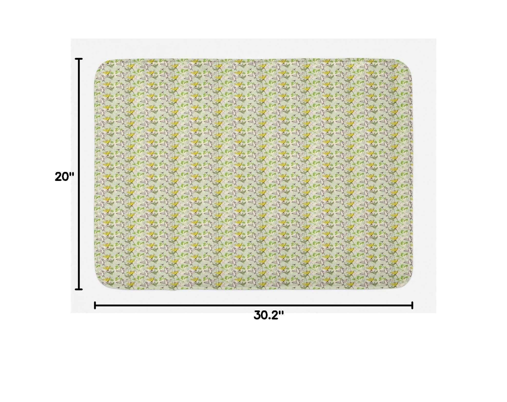 Ambesonne Non-Slip Plush Bath Mat - Botanical Floral Design with Birds & Summer Blossoms, 30