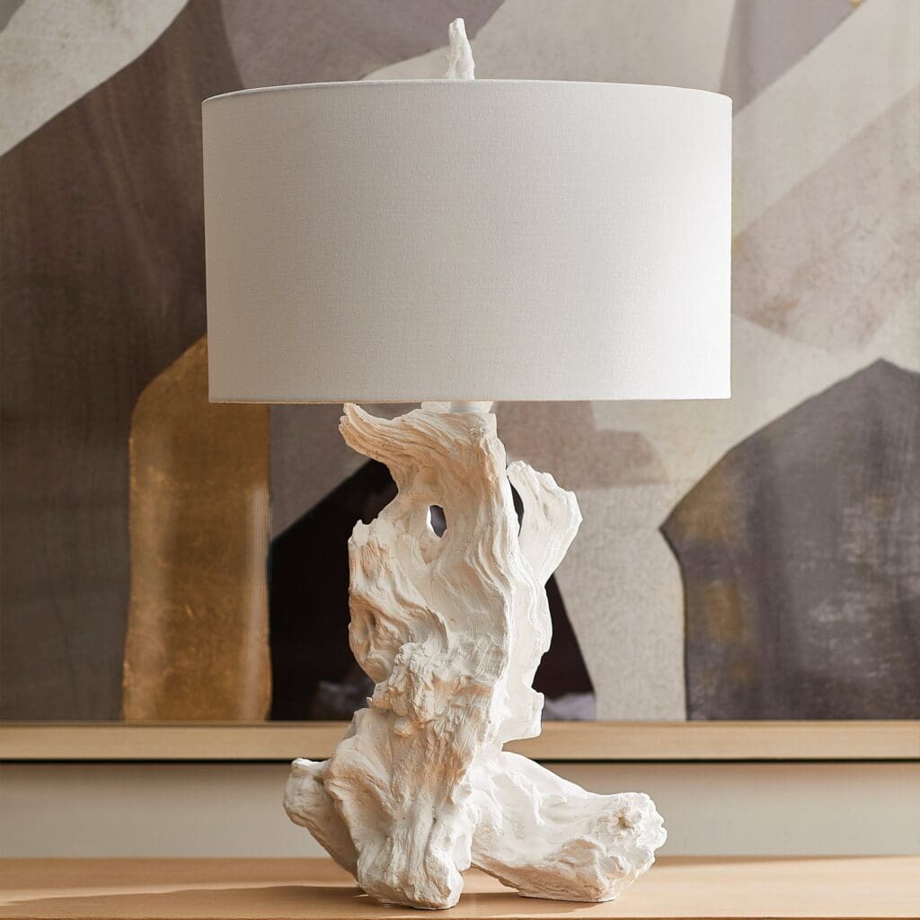 Cyan Design 11401 Driftwood Table Lamp - White Modern Coastal Style Lighting for Living Room, Bedroom & Office Decor