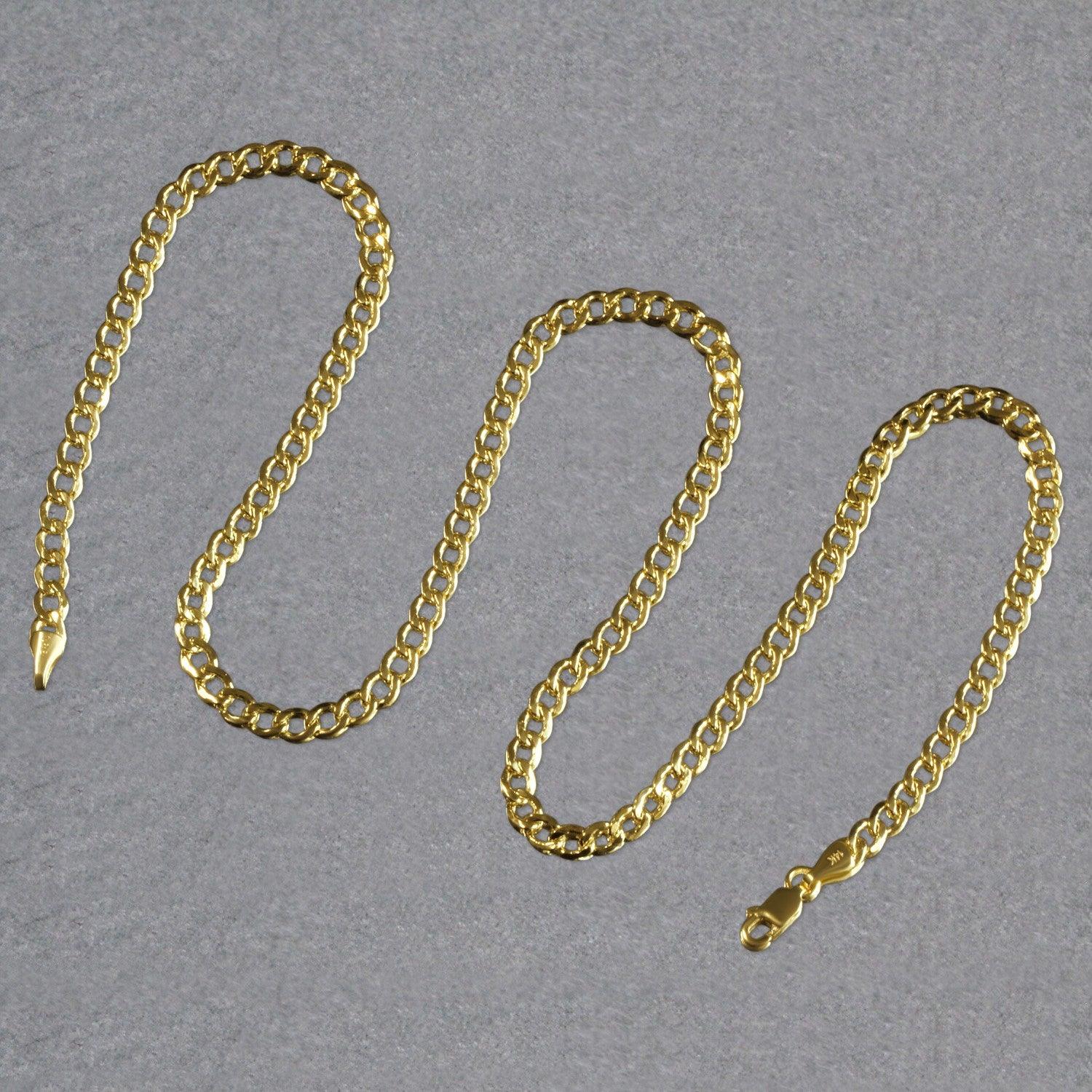 4.4mm 10k Yellow Gold Curb Chain Necklace for Men & Women - Durable Luxury Jewelry for Everyday Wear, Gifts & Special Occasions