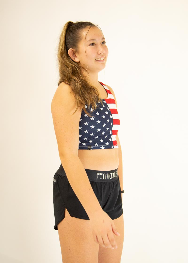 Women's Fashion USA PWR Crop Top - Trendy Short Sleeve T-Shirt for Casual Wear, Gym & Street Style | Perfect for Summer Outfits & Workouts