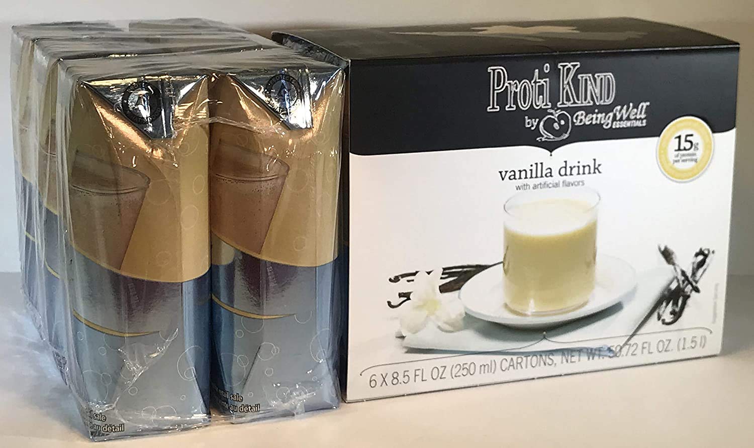 ProtiKind Ready-to-Drink Vanilla Protein Shake - 15g Protein, 110 Calories, 24 Pack - Perfect for Post-Workout Recovery, Weight Management & On-the-Go Nutrition