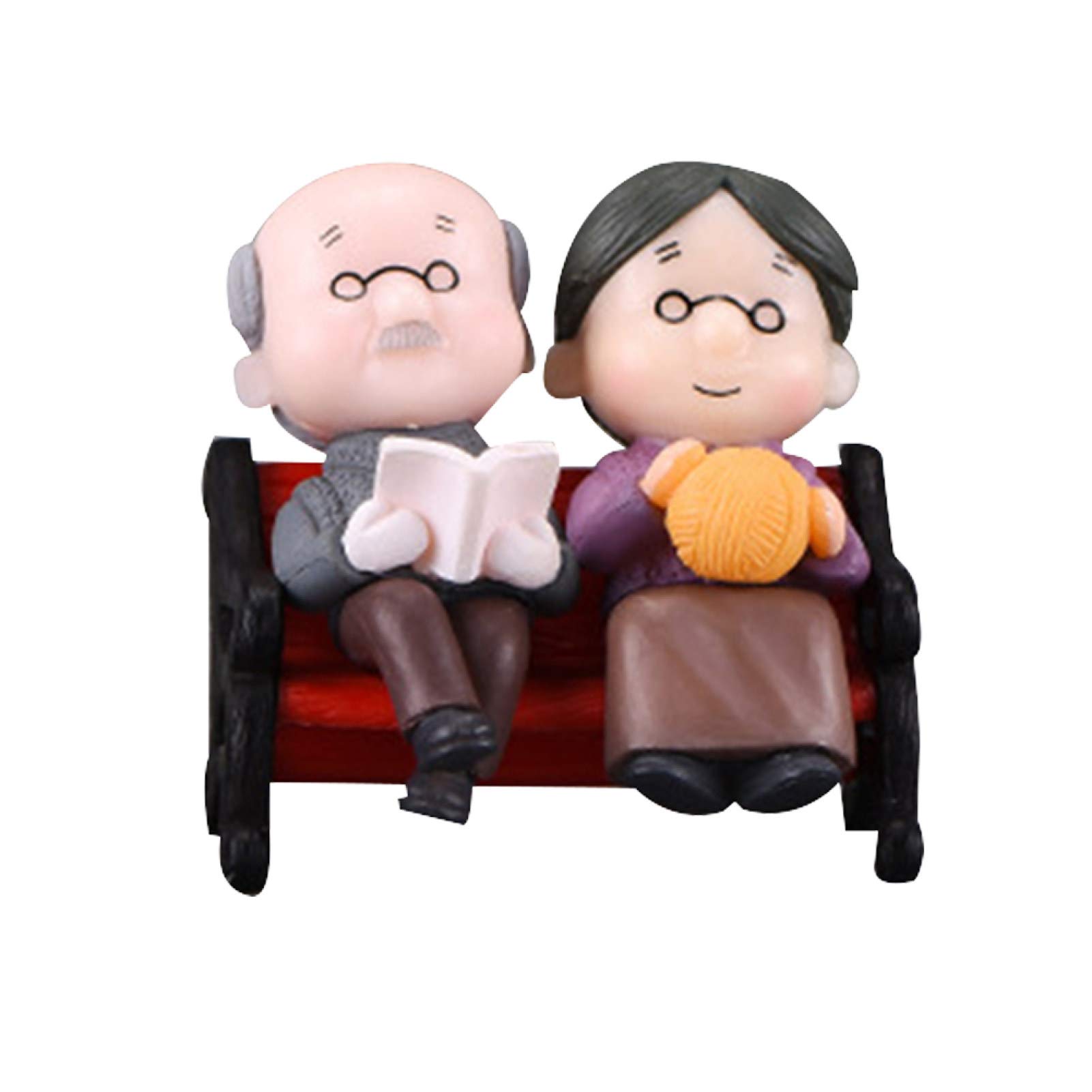 Grandparents Couple Chair Figurines - 3Pcs Miniature Garden Decor for Wedding, Easter & Yard Scenery | DIY Grey Purple Mini Ornaments Set | Perfect for Home, Party & Outdoor Decorations