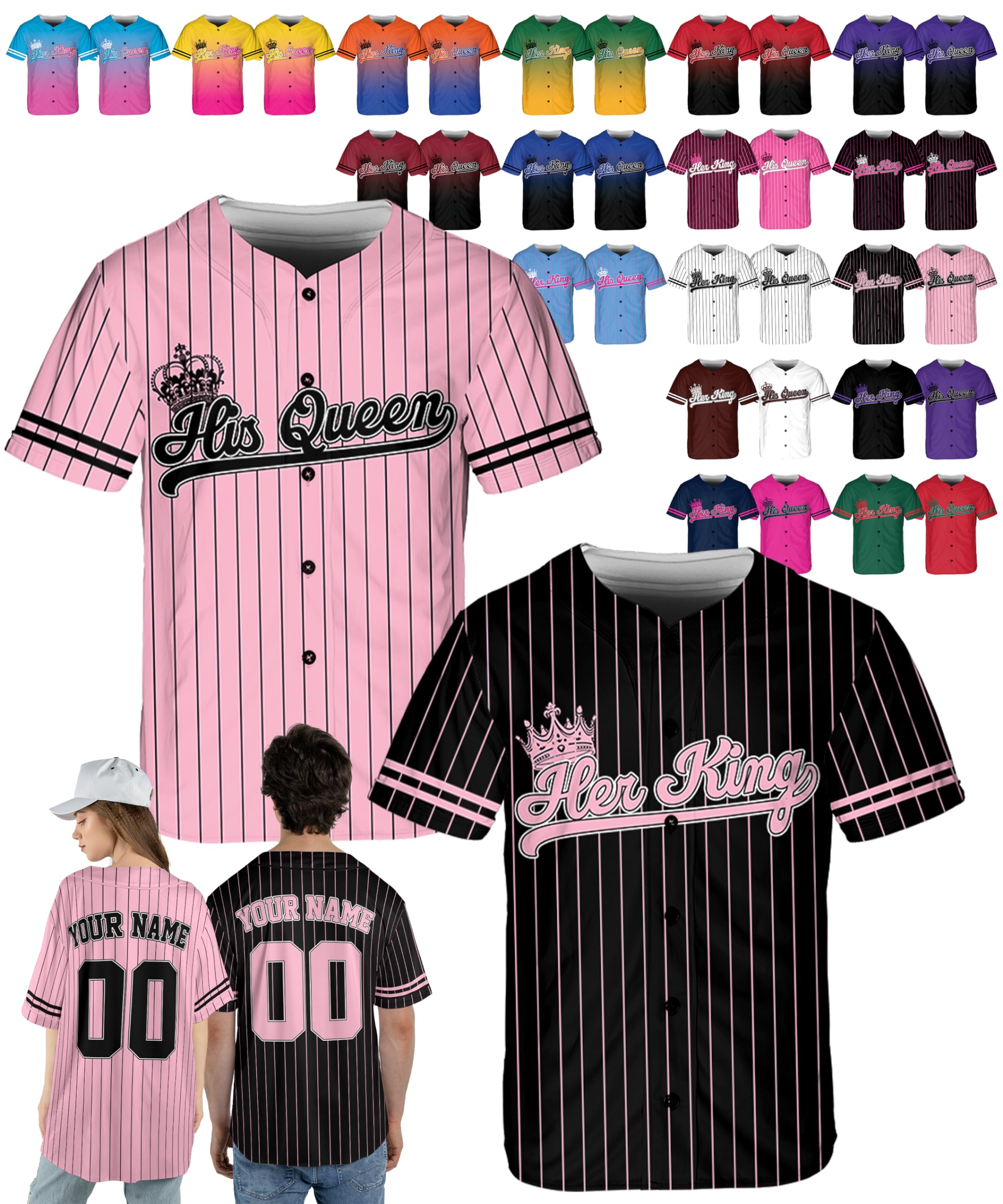 Custom Couple Shirts - King & Queen Matching Tees for Couples - Set of 2 - Date Night Outfits