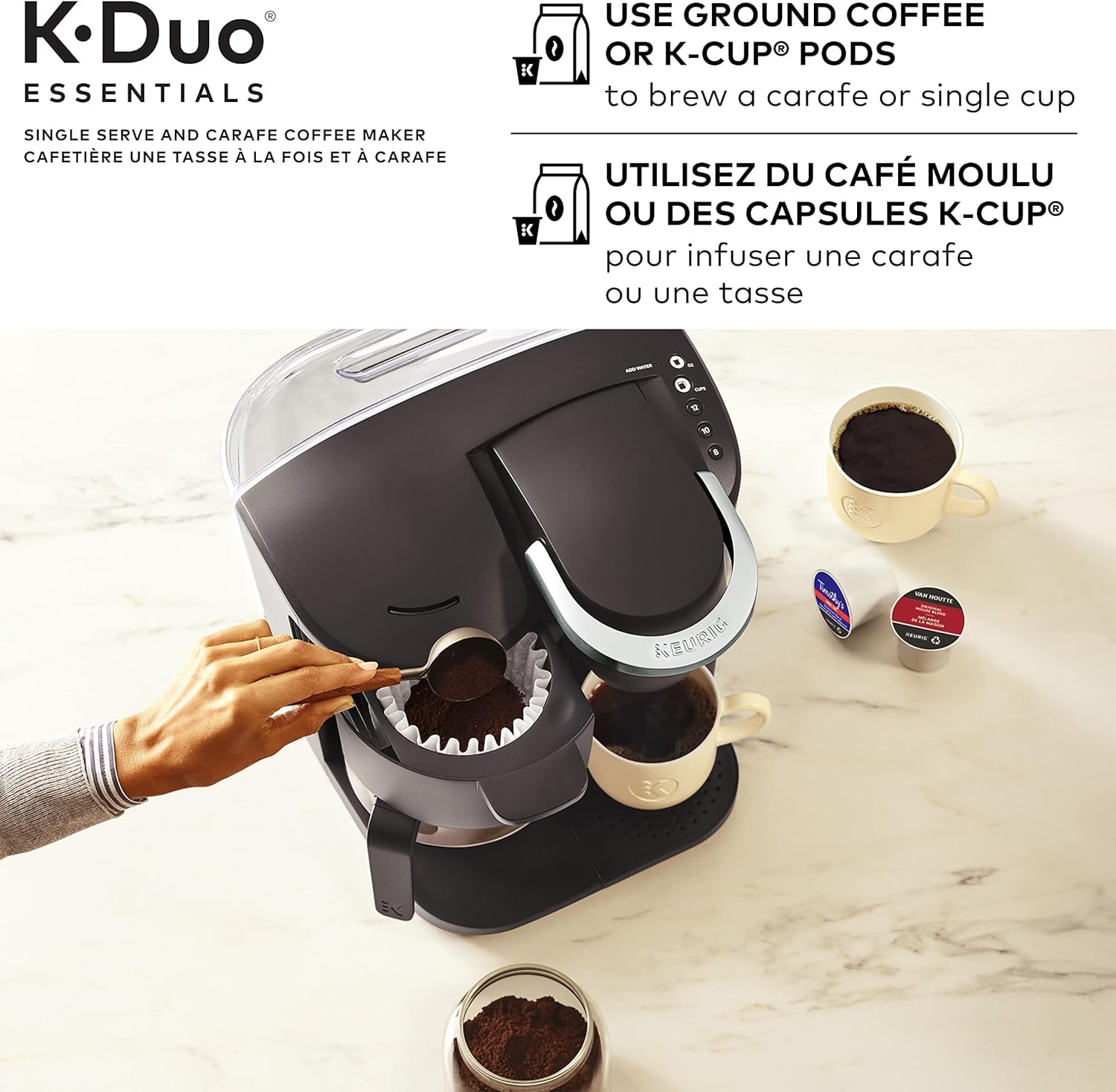 Keurig Single-Serve K-Cup Pod Coffee Maker - Essentials Black Coffee Machine with Cleaning Cloth for Home, Office & Dorm Use