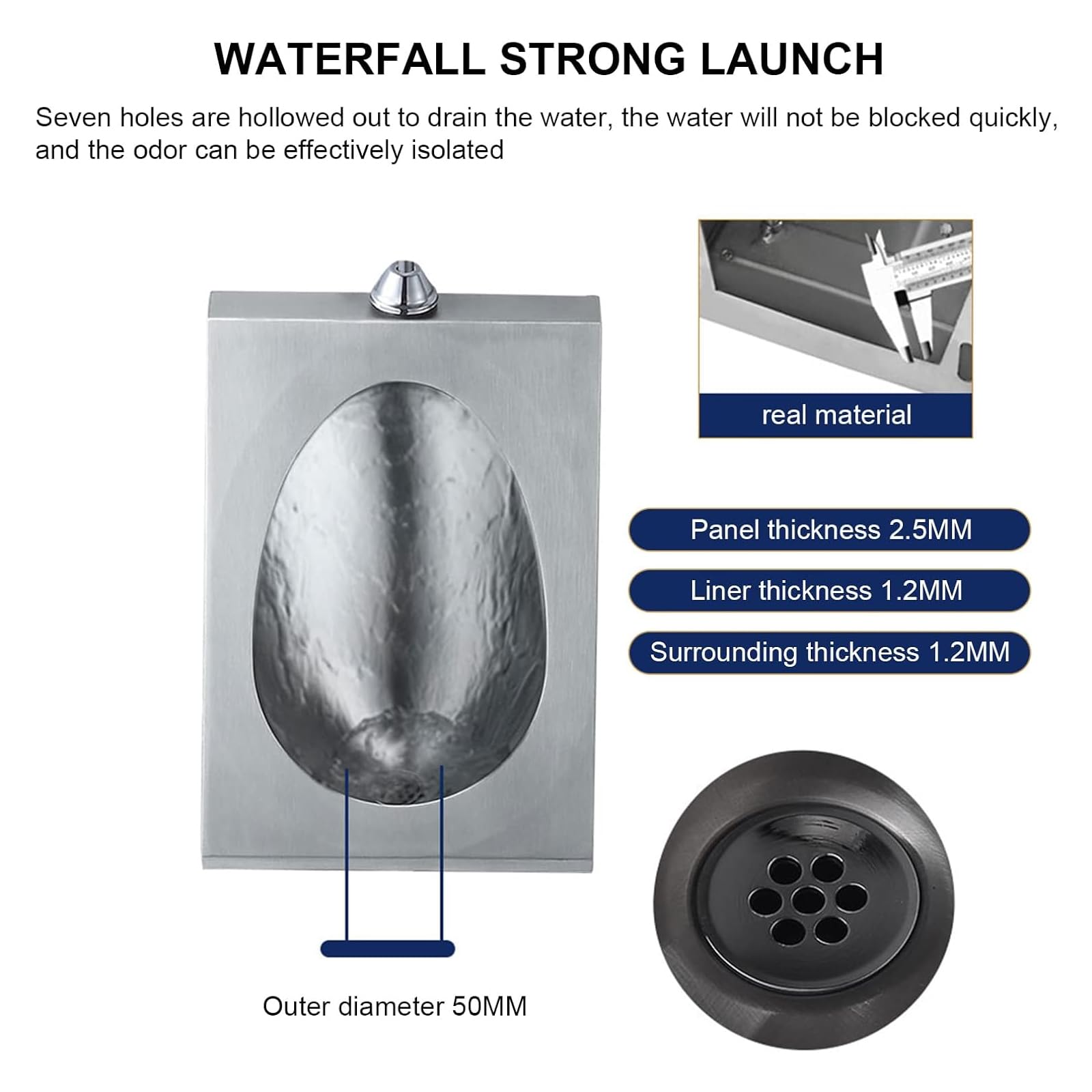 Stainless Steel Wall Mounted Urinal for Men - 304 Commercial Grade with Smart Sensor Flush, Anti-Splash & Odor-Free Design - Perfect for Public Restrooms, Offices, and High-Traffic Areas