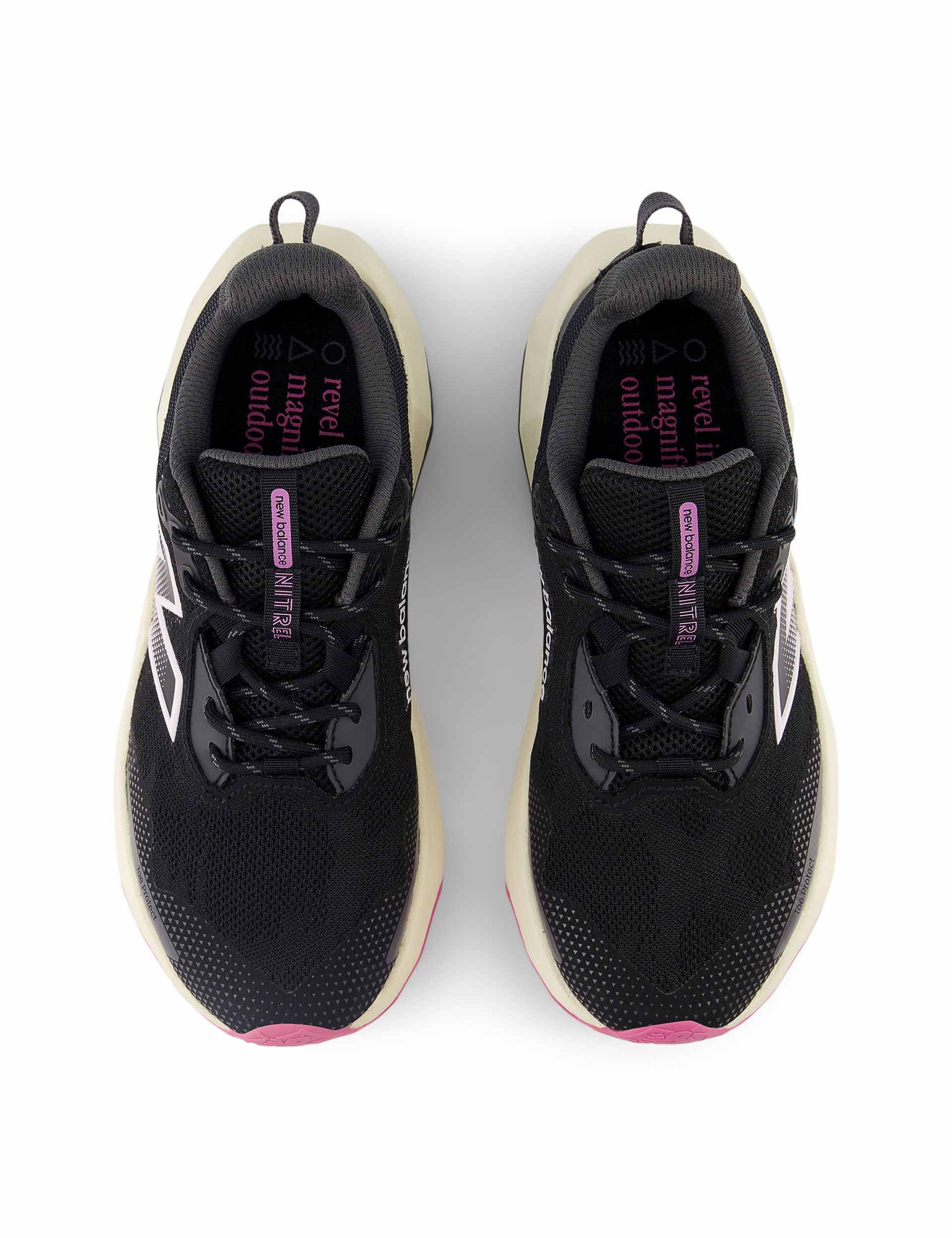 DynaSoft Nitrel v6 Running Shoes for Women - Black/Pink Granite/Angora - Lightweight Trail Running & Hiking Shoes for Outdoor Activities