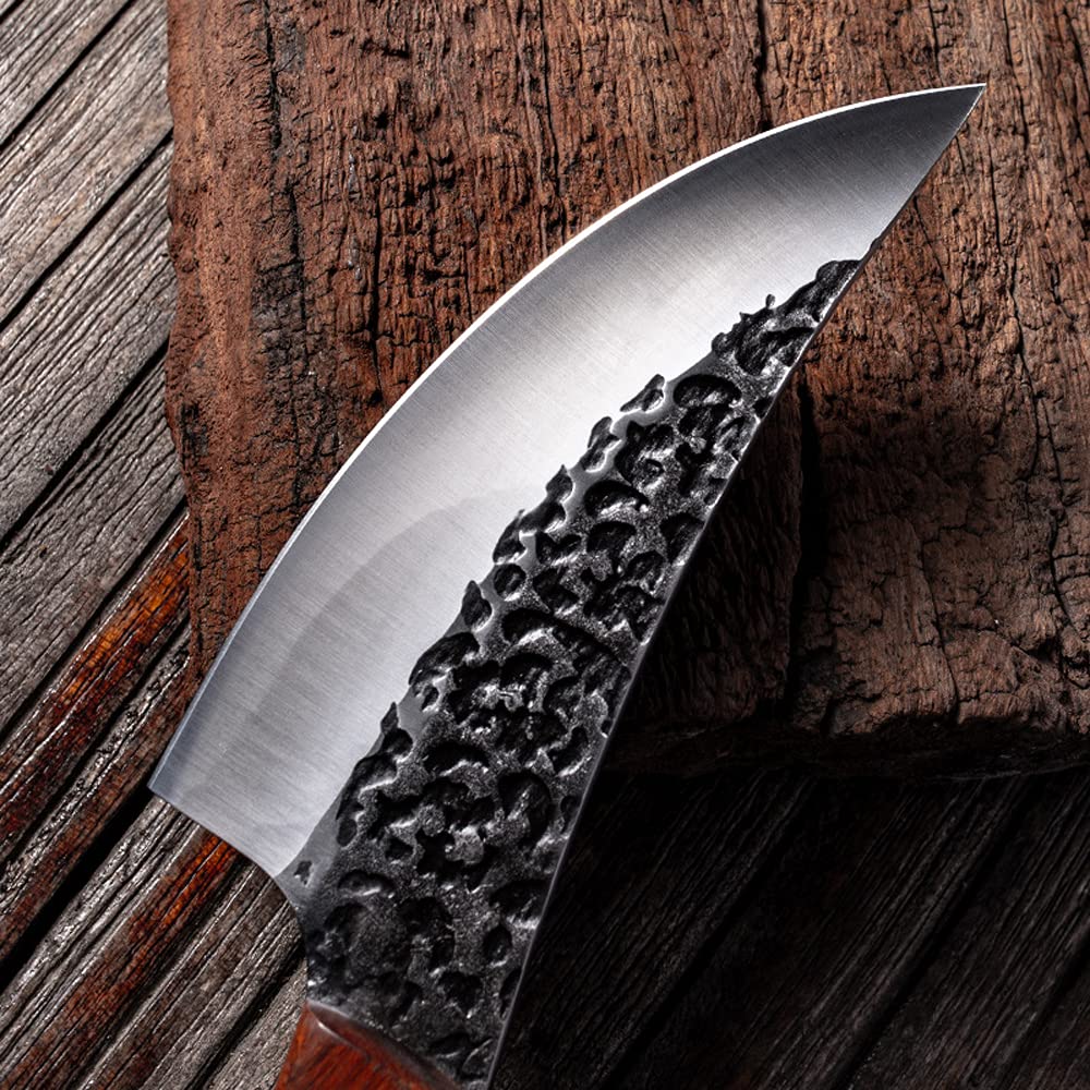 **Heavy Duty Meat Cleaver Knife - Professional Butcher Knife for Cutting, Deboning, and Skinning Meat, Fish, and Poultry - Forged High Carbon Steel Scimitar Blade - Perfect for Home Kitchen, BBQ, and Hunting (Color: MTG31)**