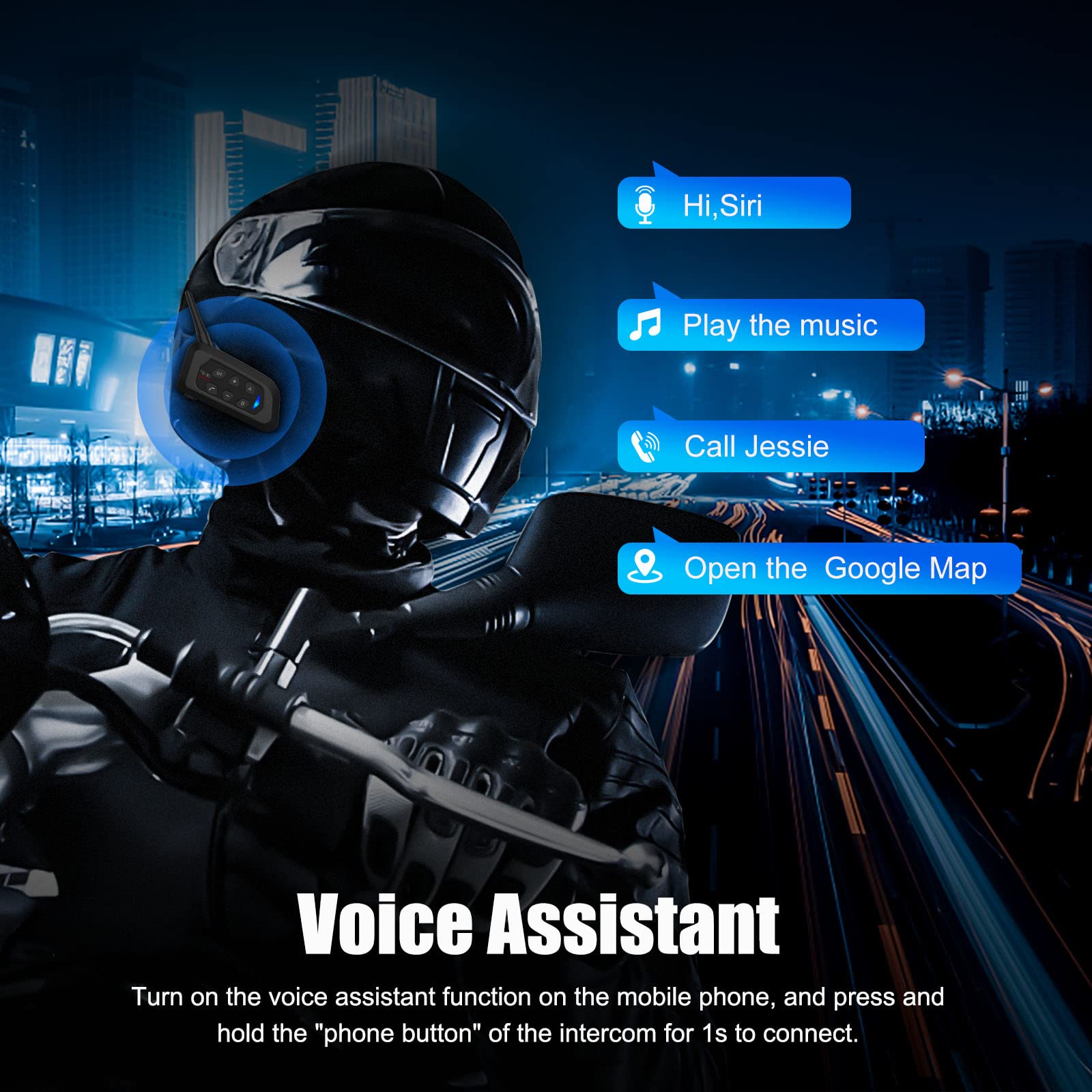 EJEAS V4 Plus Motorcycle Bluetooth Intercom Headset - 4 Person Full Duplex Communication, Bluetooth 5.1 with FM Radio & CVC Noise Cancellation, Crystal Clear Audio for Group Riding - Perfect for Motorcycle Tours, Commuting and Adventure Riding (1 Pack)