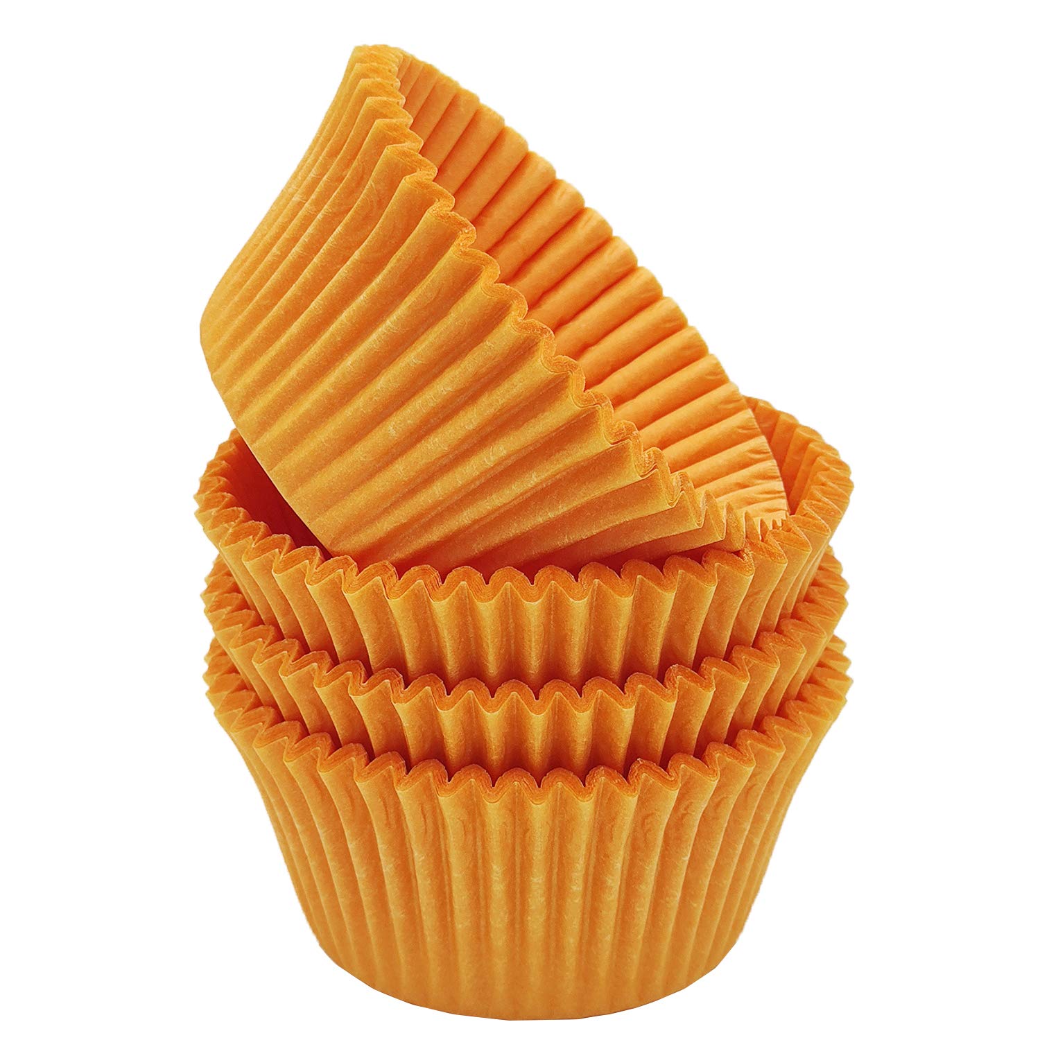 Premium Orange Greaseproof Cupcake Liners - Standard Size Muffin Baking Paper Cups (100 Count) - Perfect for Home Baking, Party Treats & Professional Bakeries