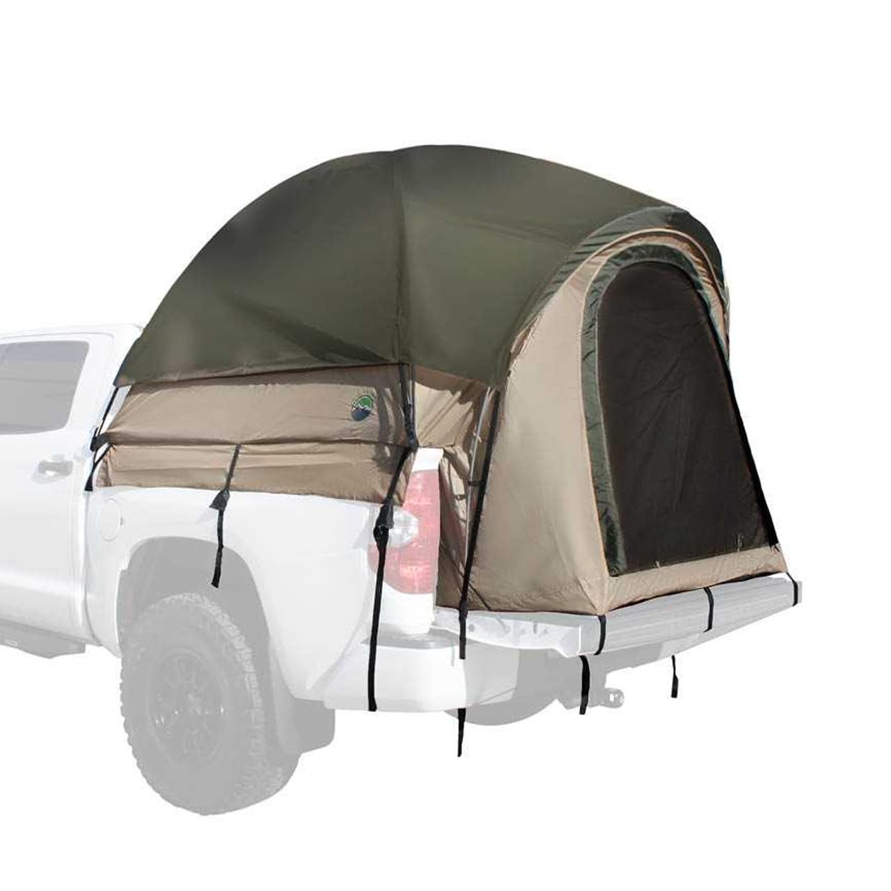 Overland Vehicle Systems LD TACT Truck Bed Tent - Waterproof Camping Tent for Pickup Trucks with Tan Body & Green Rainfly - Perfect for Outdoor Adventures, Road Trips, and Off-Grid Camping