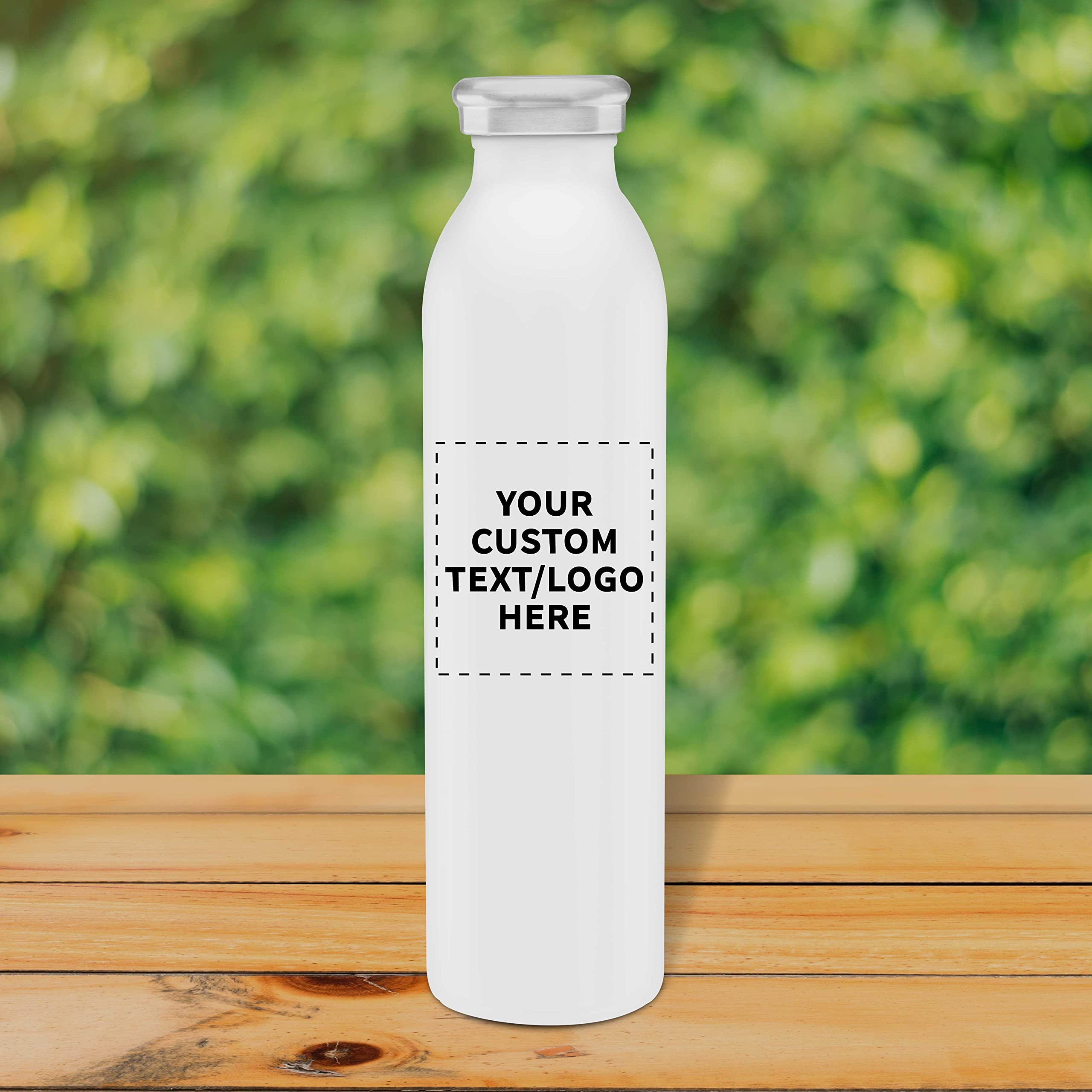 Custom Stainless Steel Water Bottles 20oz (Set of 6) - Double Wall Insulated, Personalized Bulk Pack - Keeps Hot & Cold Beverages Perfect - Ideal for Office, Gym, Travel, Camping & Outdoor Activities - White