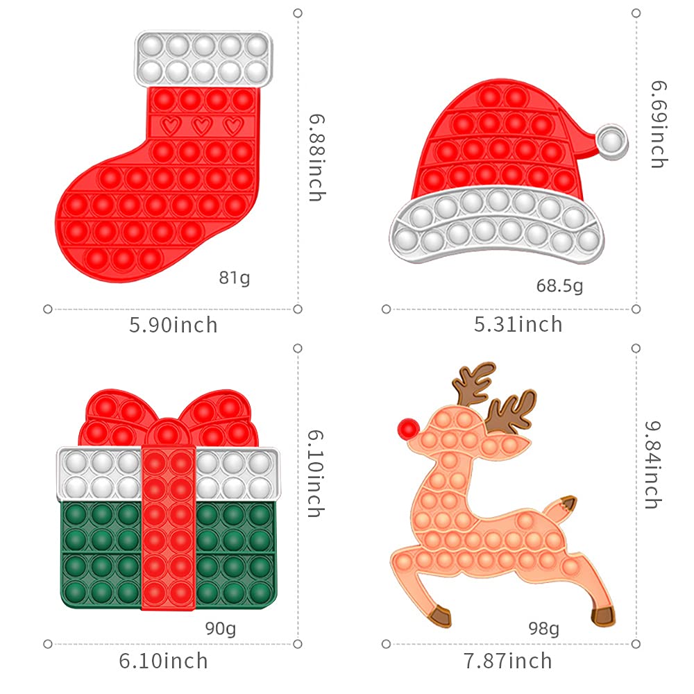 4 Pack Christmas Pop Fidget Toys - Santa Silicone Push Bubble Sensory Popper for Kids & Adults | Stress Relief Toy for ADHD, Autism, Anxiety | Fun Stocking Stuffer Gift for Boys, Girls & Family (Great for Holiday Parties, Classroom Rewards & Office Stress Relief)