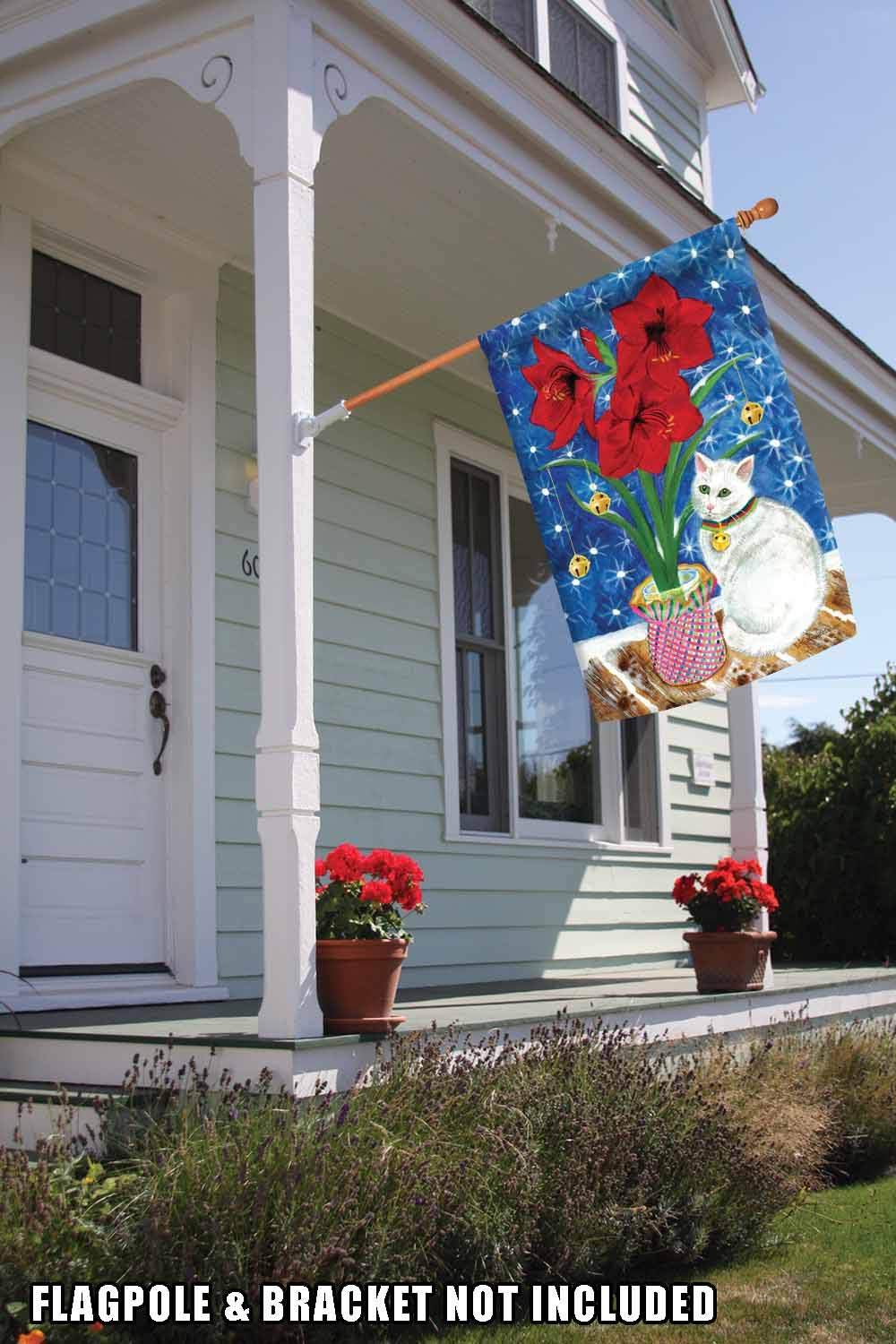 Toland Home Garden 1010463 Double Sided 28x40 Inch Amaryllis Kitty Winter Flag - Outdoor Cat Flower Garden Flag for Yard & House Decoration - Perfect for Winter Porch Decor & Seasonal Home Display