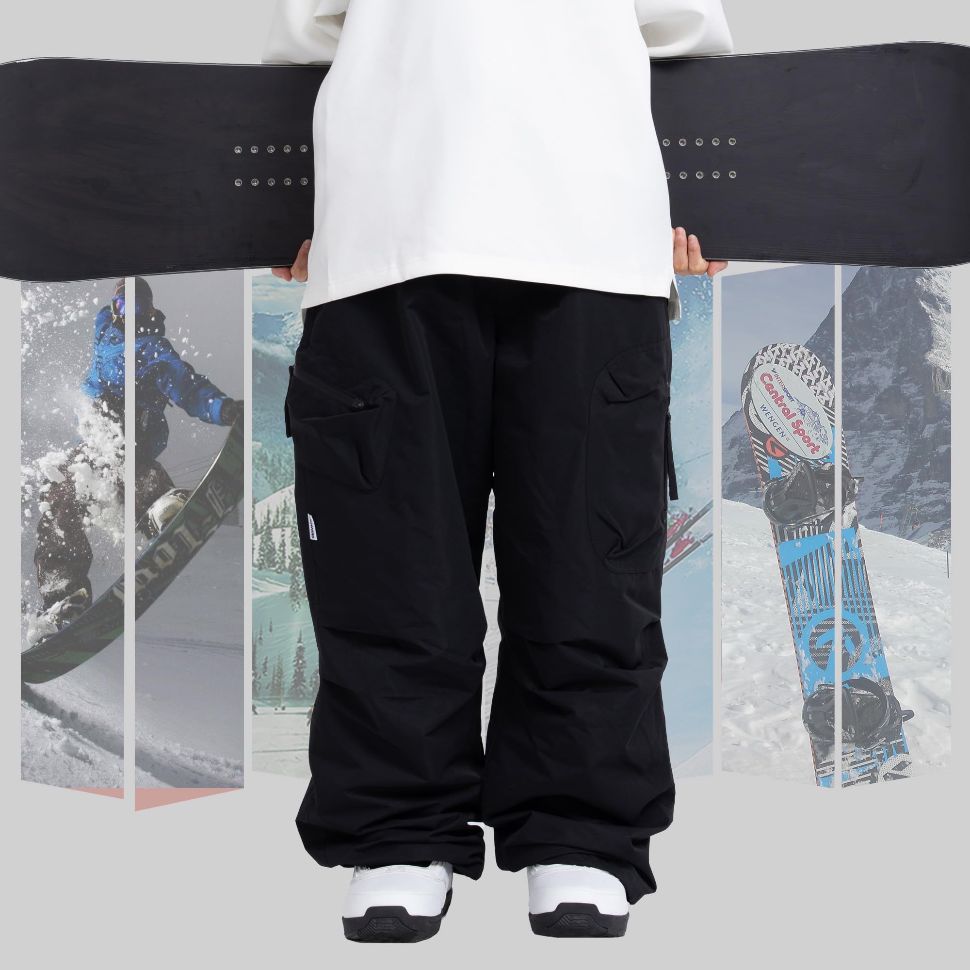 SNOWVERB Insulated Waterproof Snow Pants for Men & Women - Baggy Ski Cargo Pants for Snowboarding, Winter Sports & Outdoor Hiking | Cold Weather Gear for Skiing, Snowboarding & Mountain Adventures
