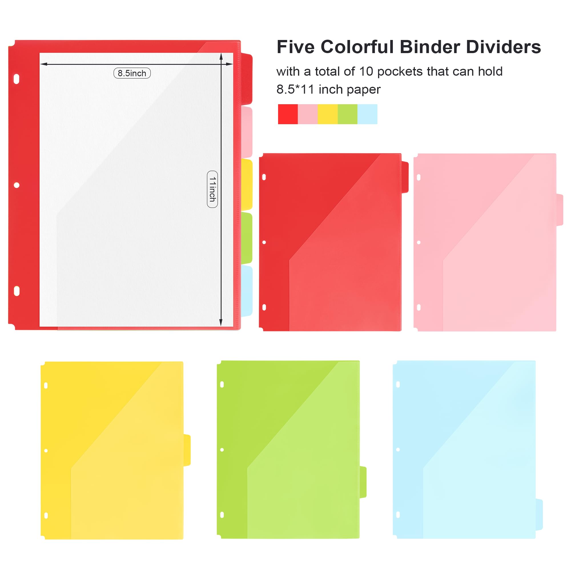 3 Inch 3-Ring Binder with 5-Tab Dividers - Letter Size 11