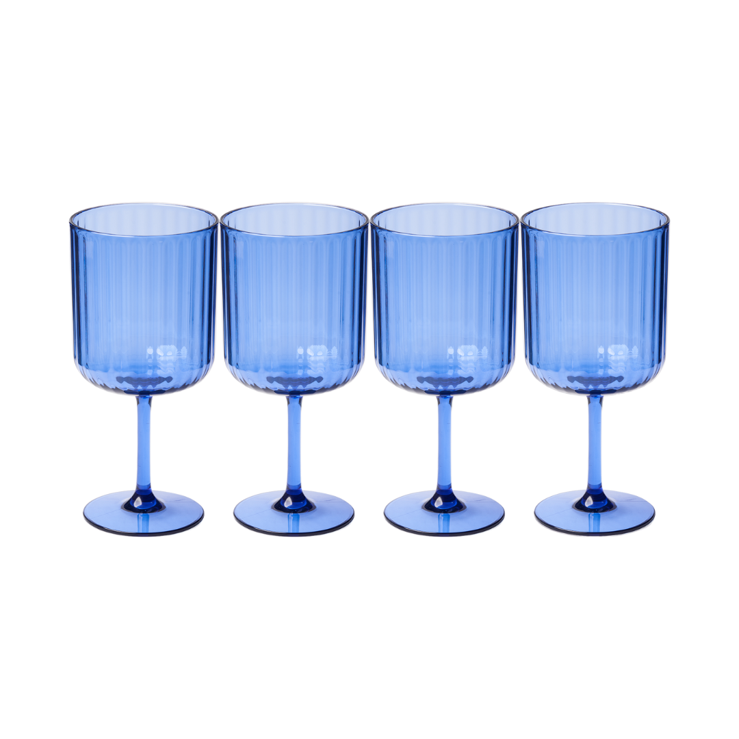 Premium Cobalt Wine Glasses Set of 4 - 17oz Modern Stemware for Red & White Wine - Elegant Dinner Party, Wedding, Anniversary & Holiday Entertaining