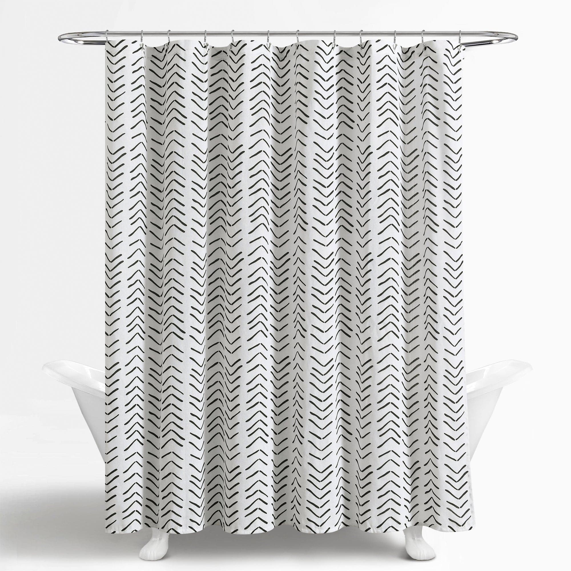 Hygge Modern Arrow Faux Linen Shower Curtain - Waterproof Bathroom Decor for Spa-Like Relaxation