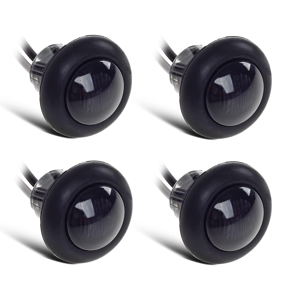 Partsam 4Pcs 3/4 Inch Round LED Clearance Lights for Trucks, Boats & Trailers - Smoked Lens, Waterproof Marker Lights for Night Driving & Vehicle Safety