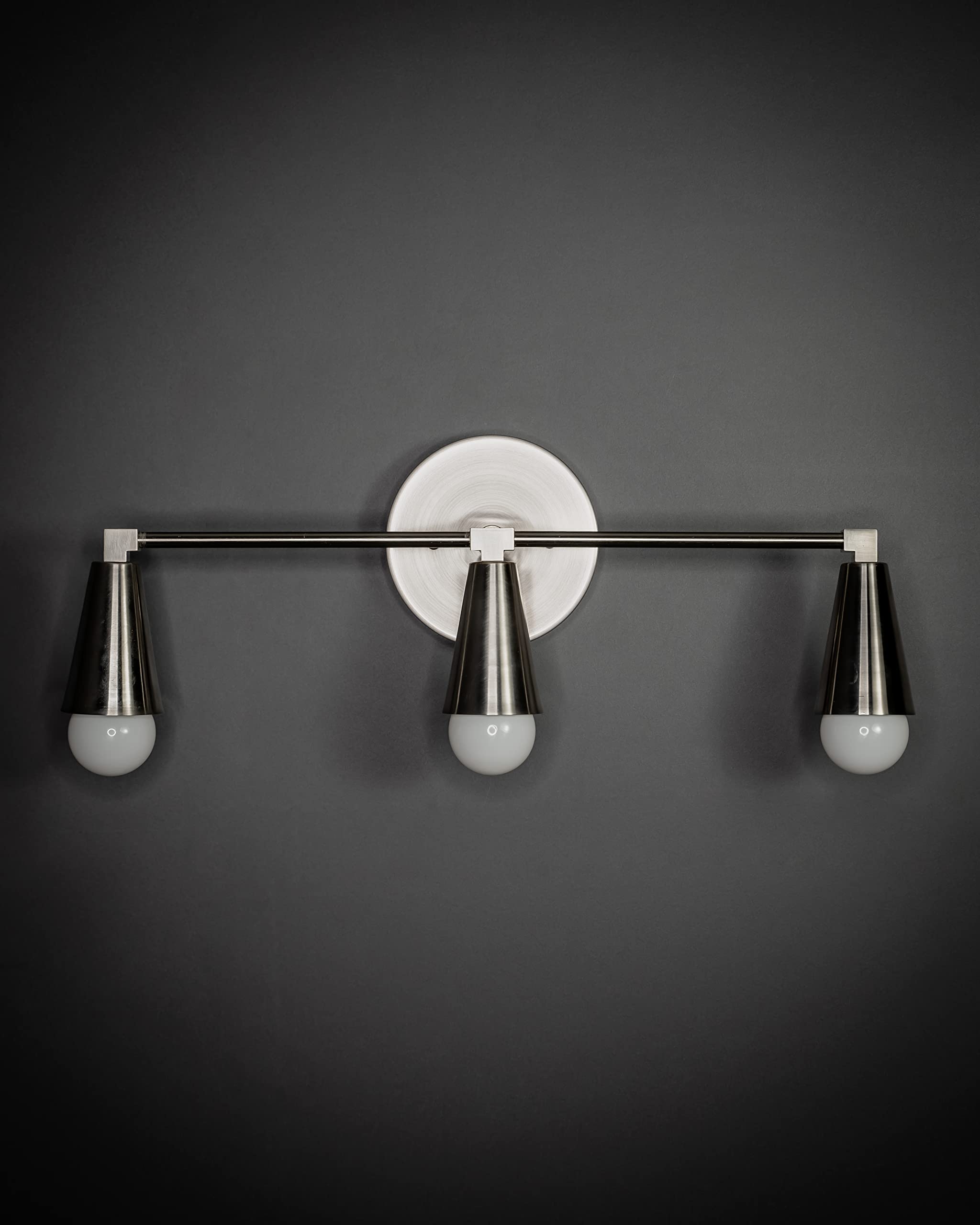 Vintage Castor Wall Sconce with 3 Cone Bulbs - Mid Century Modern Bathroom Vanity Light Fixture for Contemporary Home Decor | Perfect for Bathroom, Bedroom, and Hallway Lighting