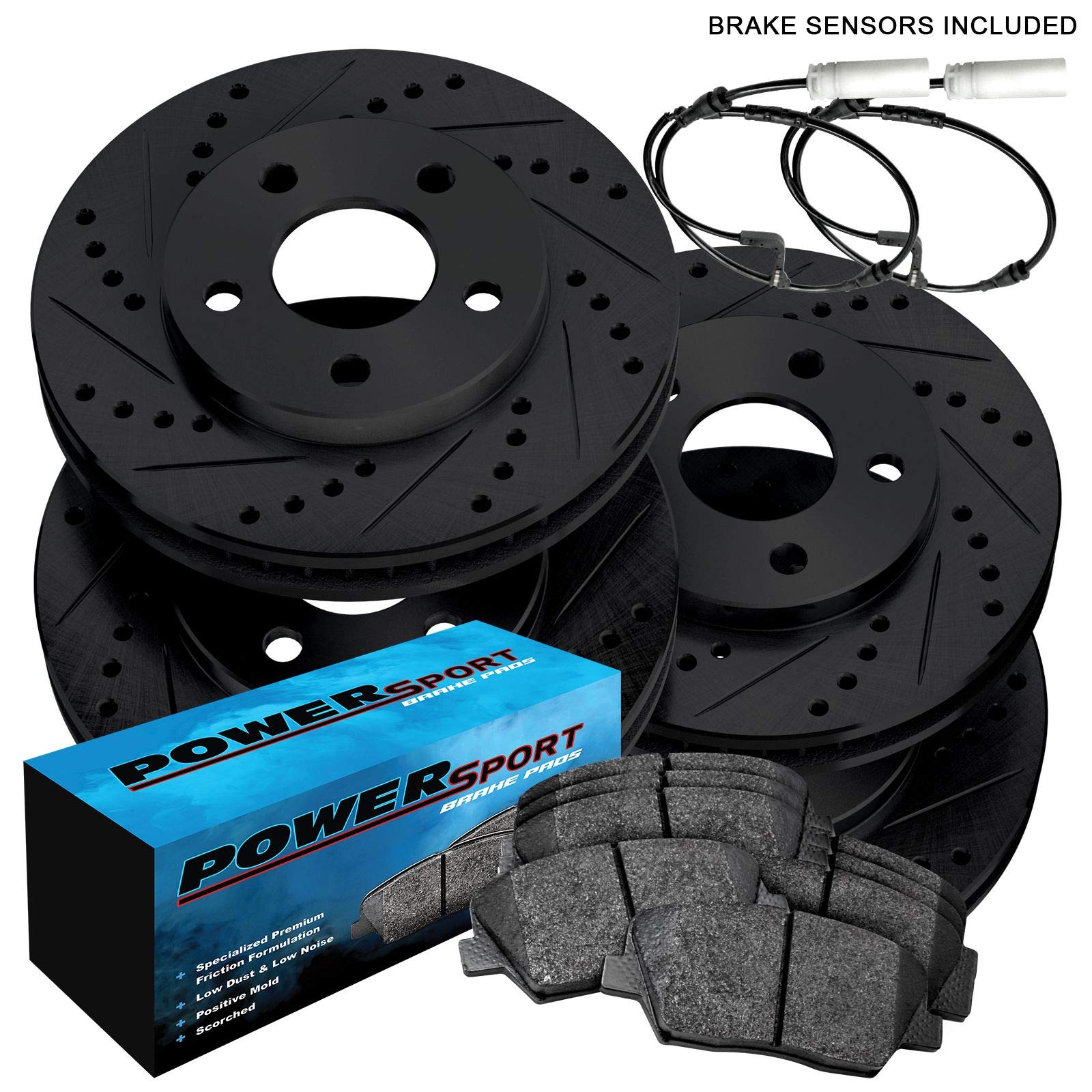 PowerSport Ceramic Brake Pads and Rotors Kit - Front & Rear Brake System for 2006-2009 Land Rover Range Rover | High-Performance Braking for Off-Road & Daily Driving