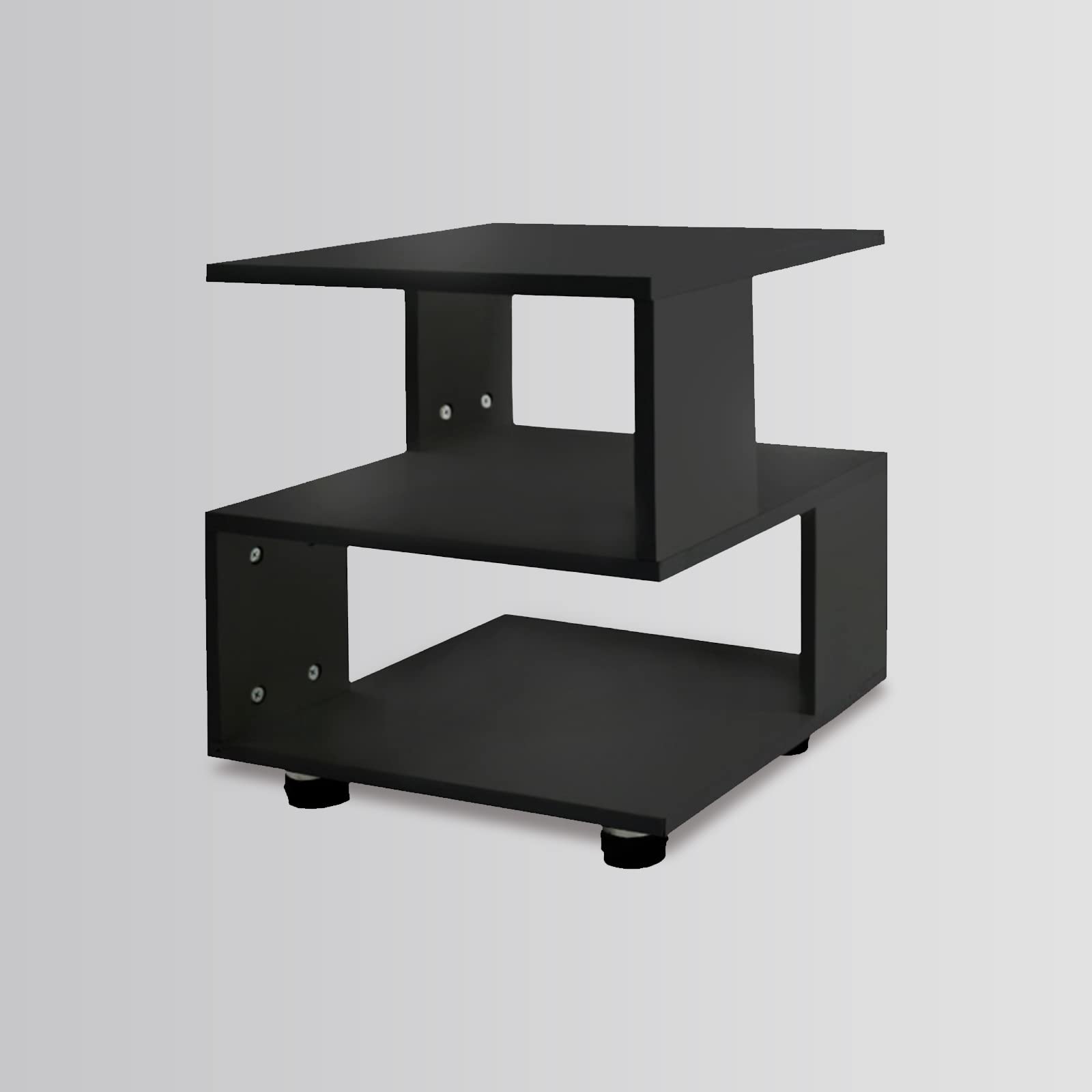 Modern Black & White Magic Cube Nightstands - 2-Tier Rectangular Hollow Design Irregular Side Tables for Bedroom - Contemporary Fashion Bedside Tables with Storage Space - Perfect for Small Spaces, Dorm Rooms & Modern Home Decor