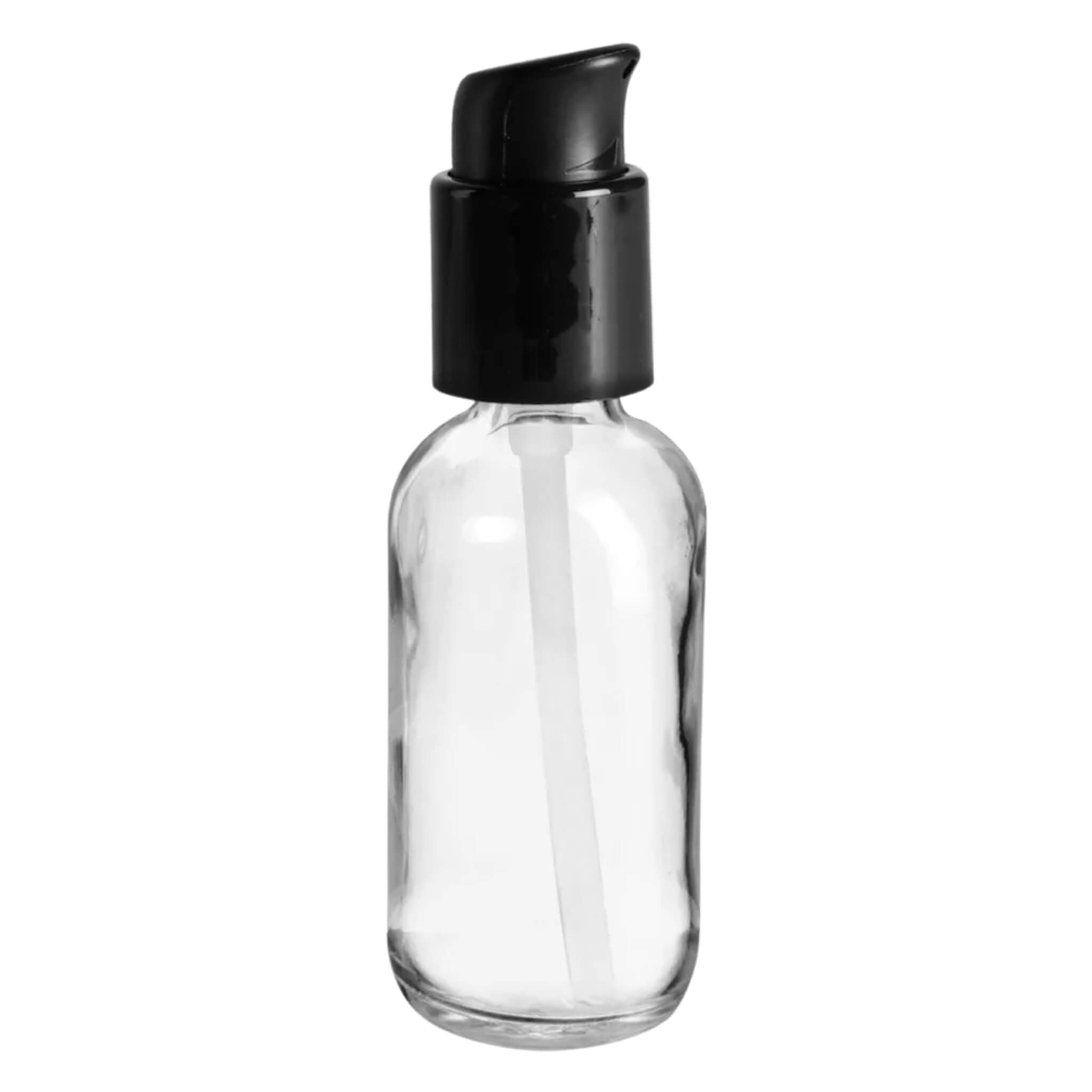 Premium Clear Glass Bottle with Black Treatment Pump - Ideal for Essential Oils, Serums & Skincare Products | Refillable & Leak-Proof Design for Home & Salon Use