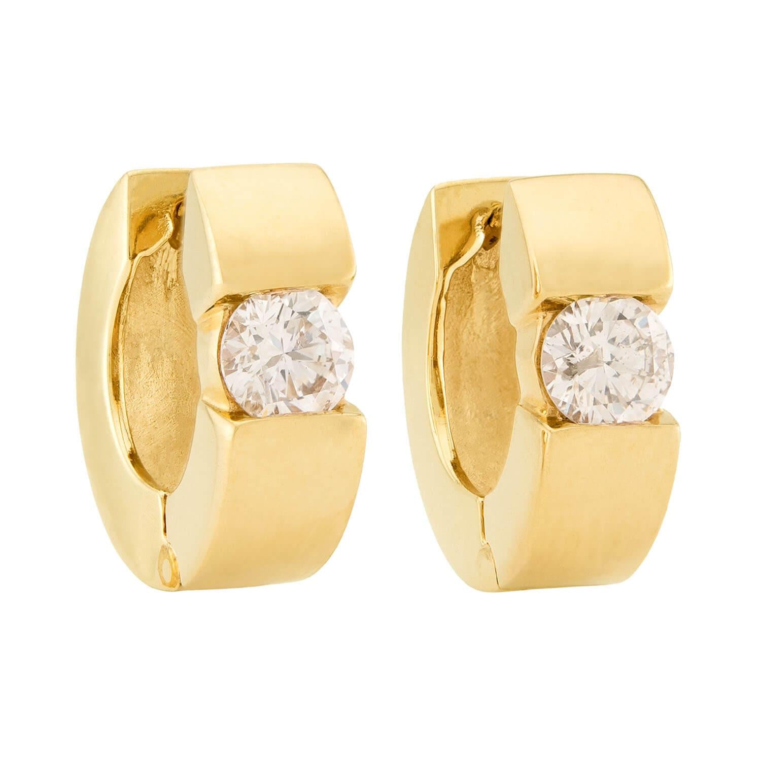 14K Gold Diamond Huggie Hoop Earrings for Women - Elegant Everyday & Special Occasion Jewelry Gift (Wedding, Anniversary, Birthday)