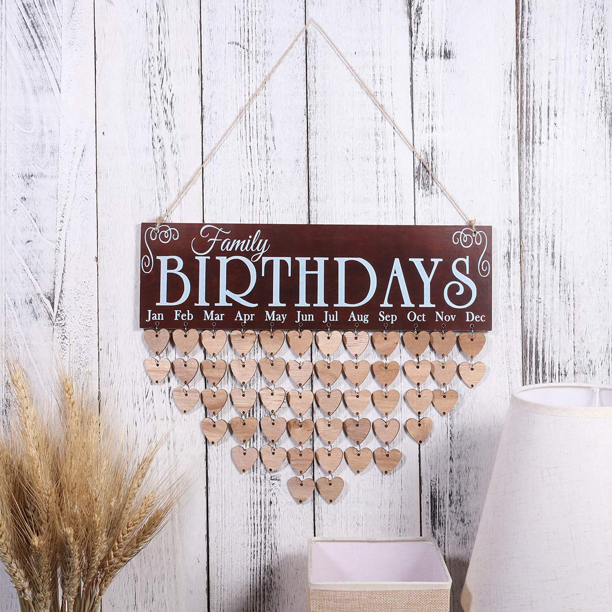 WINOMO Wooden Hanging Family Birthday Calendar Board - DIY Personalized Reminder Plaque for Home, Office & Gift Giving - Perfect for Birthdays, Anniversaries & Special Events Organization