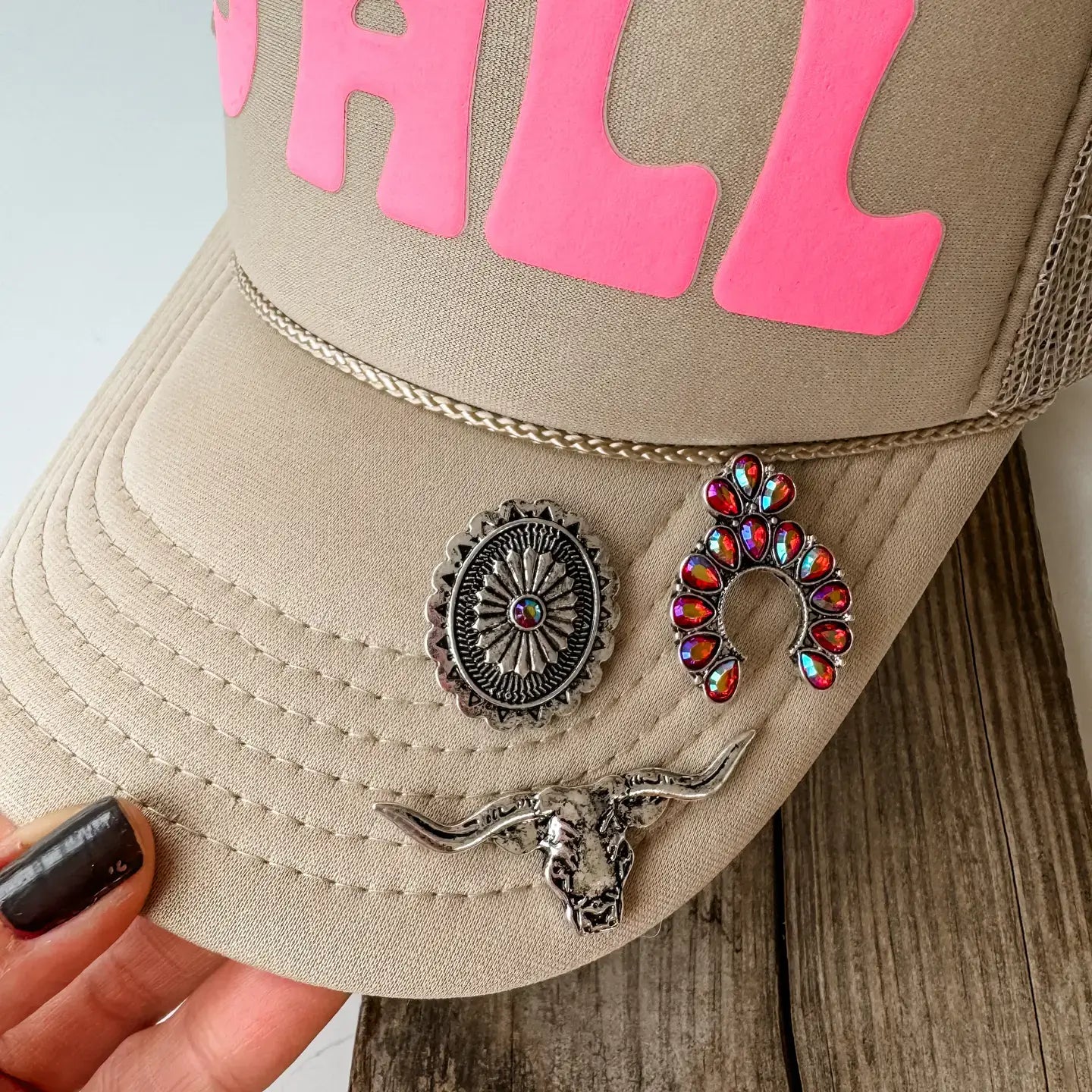 Western Trucker Hat with Magnetic Hat Pin Set - Turquoise Color for Outdoor, Rodeo & Casual Wear | Adjustable Snapback Cap for Men & Women