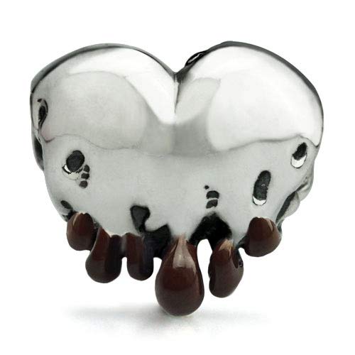 OHM Melting Heart Chocolate Tips Enamel Bead for Jewelry Making, DIY Crafts, and Gift Giving - Perfect for Necklaces, Bracelets, and Keychains