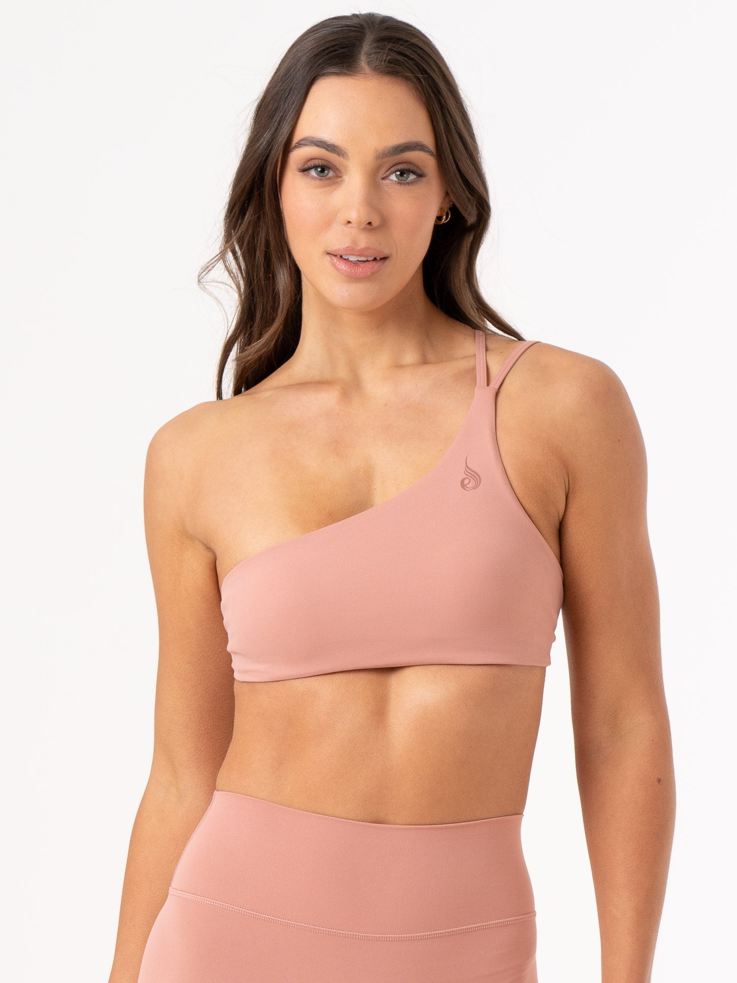 NKD One Shoulder Sports Bra for Women - Dusty Pink | High Support Workout Top for Yoga, Running & Gym