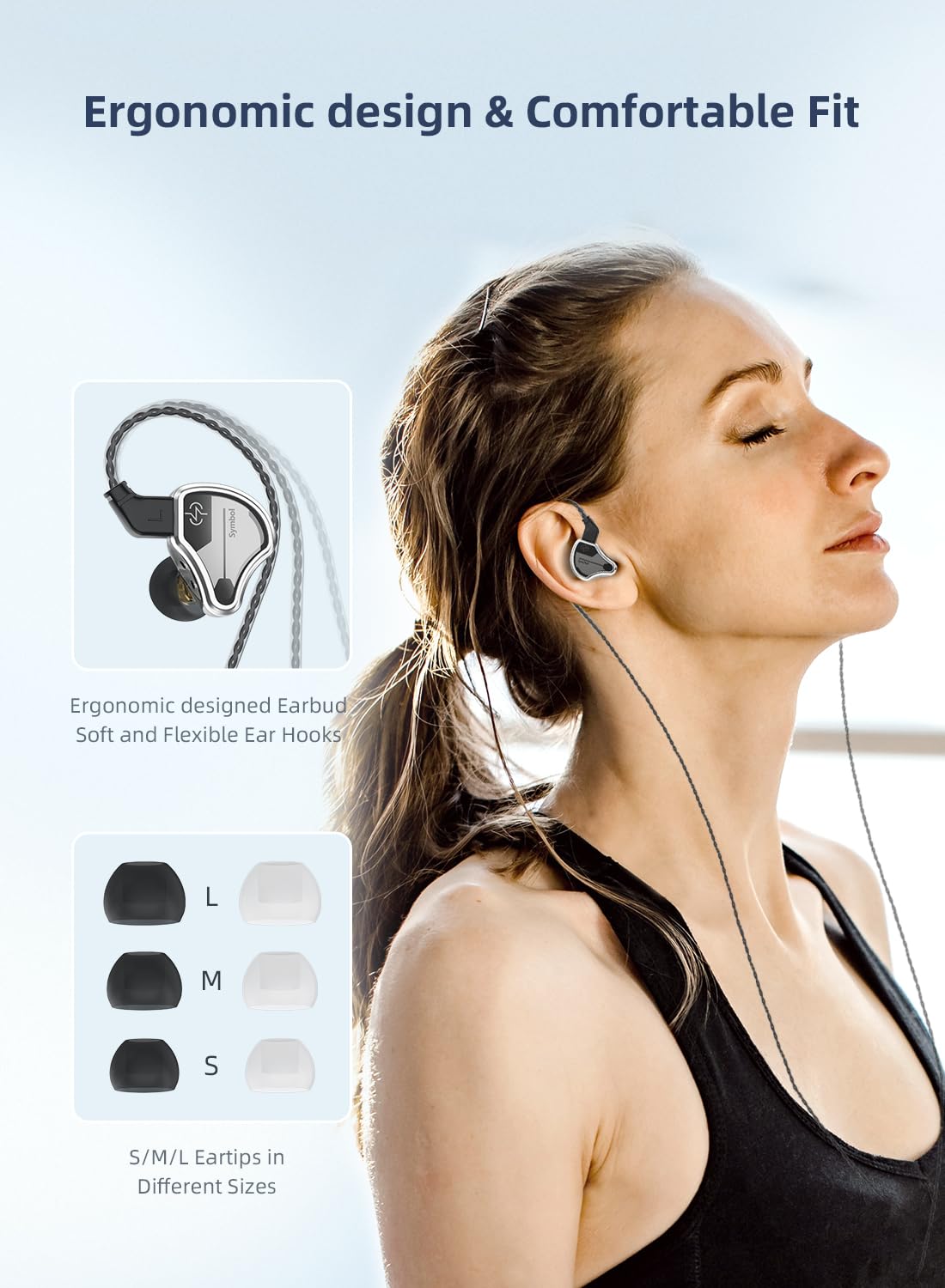 CCZ BC02 Dynamic Driver Wired IEM Headphones - Professional HiFi In-Ear Monitors with Stereo Sound & Deep Bass (Silver Black, No MIC) for Musicians, DJs, Audiophiles & Studio Recording