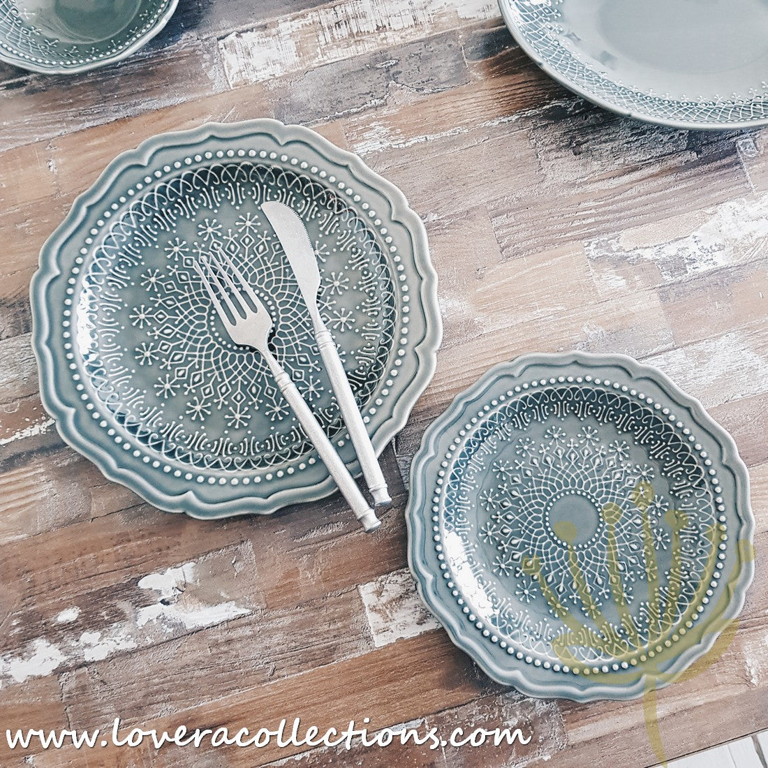 French Lace Dinnerware Set - Elegant Porcelain Plates & Bowls for Formal Dining, Wedding Reception & Holiday Table Setting (50% Off Limited Time Sale)