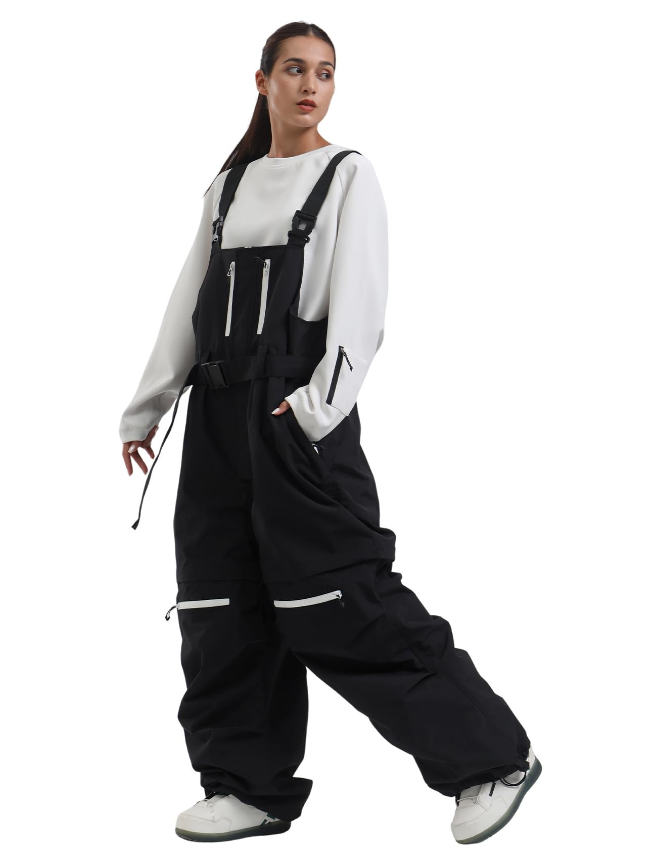 GSOU SNOW Women's Waterproof Insulated Ski Pants - Baggy Snowboard Bib Overalls for Cold Weather - Perfect for Skiing, Snowboarding & Winter Outdoor Activities