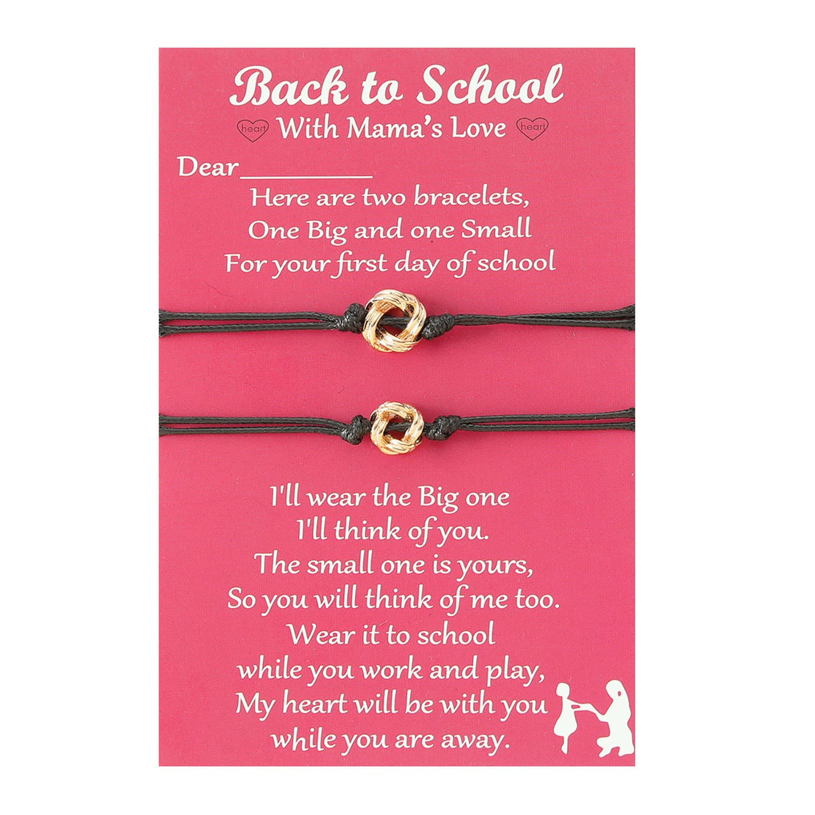 **Matching Mother Daughter Bracelets Set - Heart Charm Back to School Gifts for Mom & Girl - First Day of School Jewelry for Mommy and Me (Perfect for School Photos & Special Memories)**